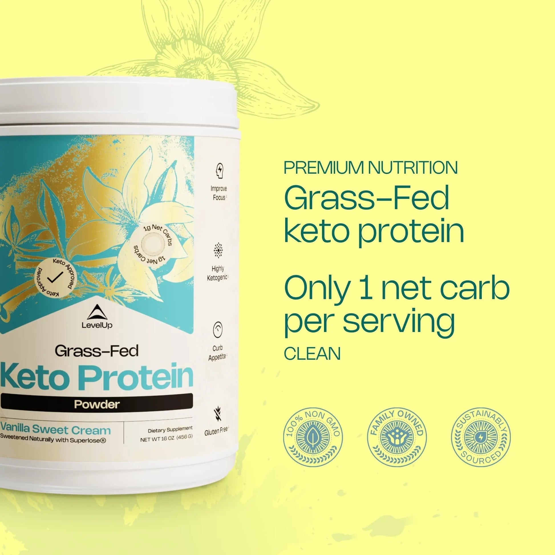 LevelUp Keto Protein, with Collagen Peptides, Energizing MCT, Whey Isolate Protein, Ketogenic Protein Powder Supplement - Vanilla Sweet Cream LevelUp uk supplements