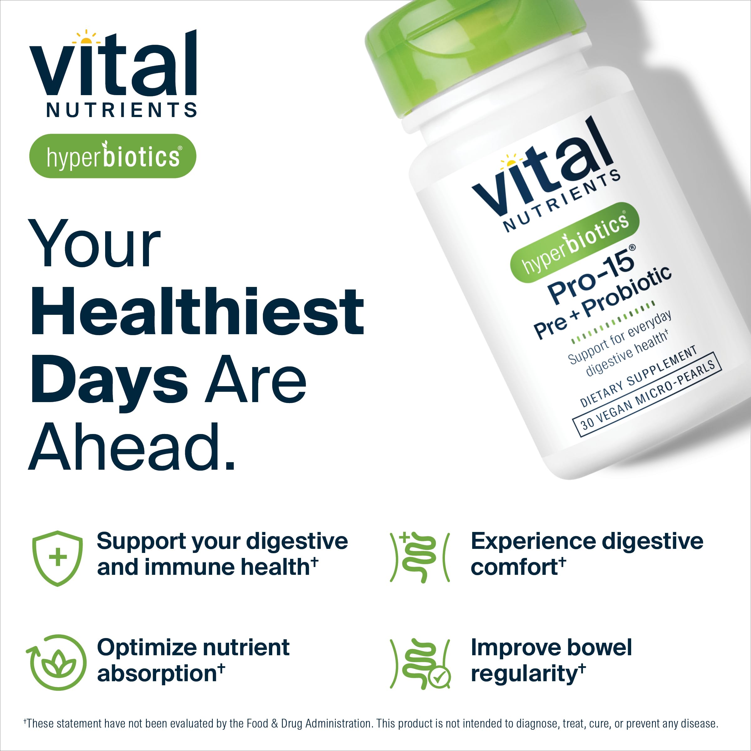 Hyperbiotics Vital Nutrients Pro-15 Prebiotics and Probiotics for Women and Men | 15 Science Backed Strains | Supports Occasional Constipation, Diarrhea, Gas & Bloating | 30 Vegan Time Release Pearls Hyperbiotics uk supplements