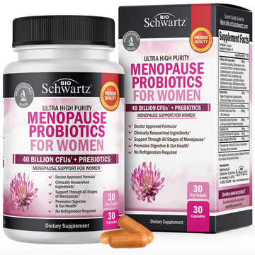 Menopause Supplements for Women - 40 Billion CFU Menopause Probiotics for Women - Support for Hot Flashes Night Sweats Mood Swings and Balance - Non-GMO, 30 Easy-Swallow Capsules, 30 Servings BioSchwartz uk supplements