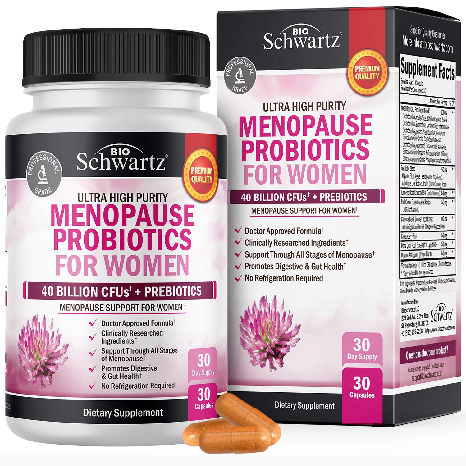 Menopause Support Probiotics for Women - Hot Flashes Night Sweats Mood Swings BioSchwartz uk supplements