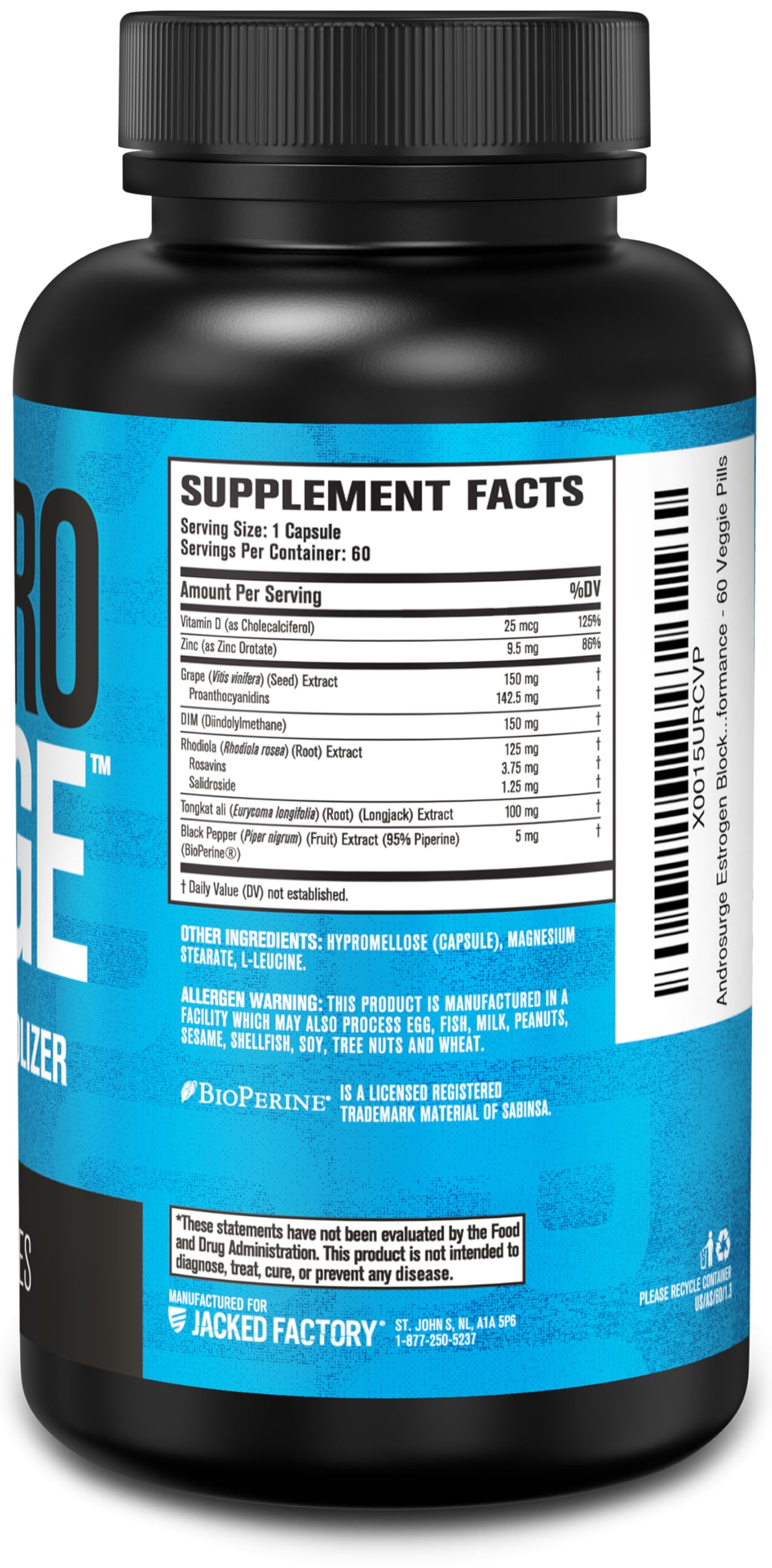 Jacked Factory Androsurge Estrogen Blocker for Men - Natural Testosterone Booster for Men & Estrogen Metabolizer with Tongkat Ali, DIM, Long Jack & More Jacked Factory uk supplements