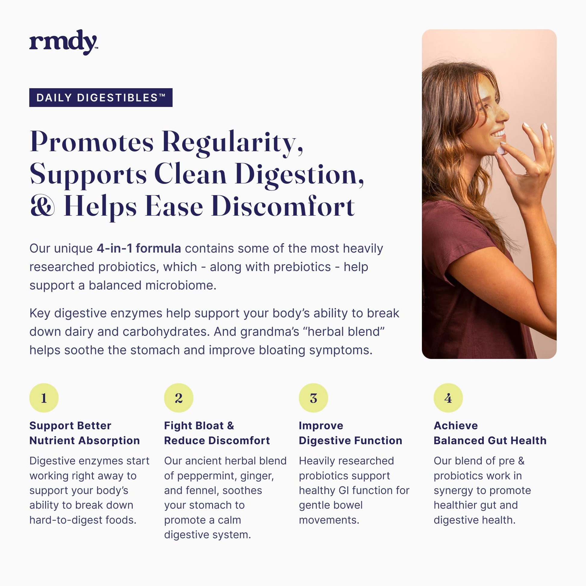 rmdy Constipation, Bloating, & Gas Relief | Relief from Diarrhea, & IBS | Probiotic for Digestive Health & Gut | 30 Capsules rmdy uk supplements