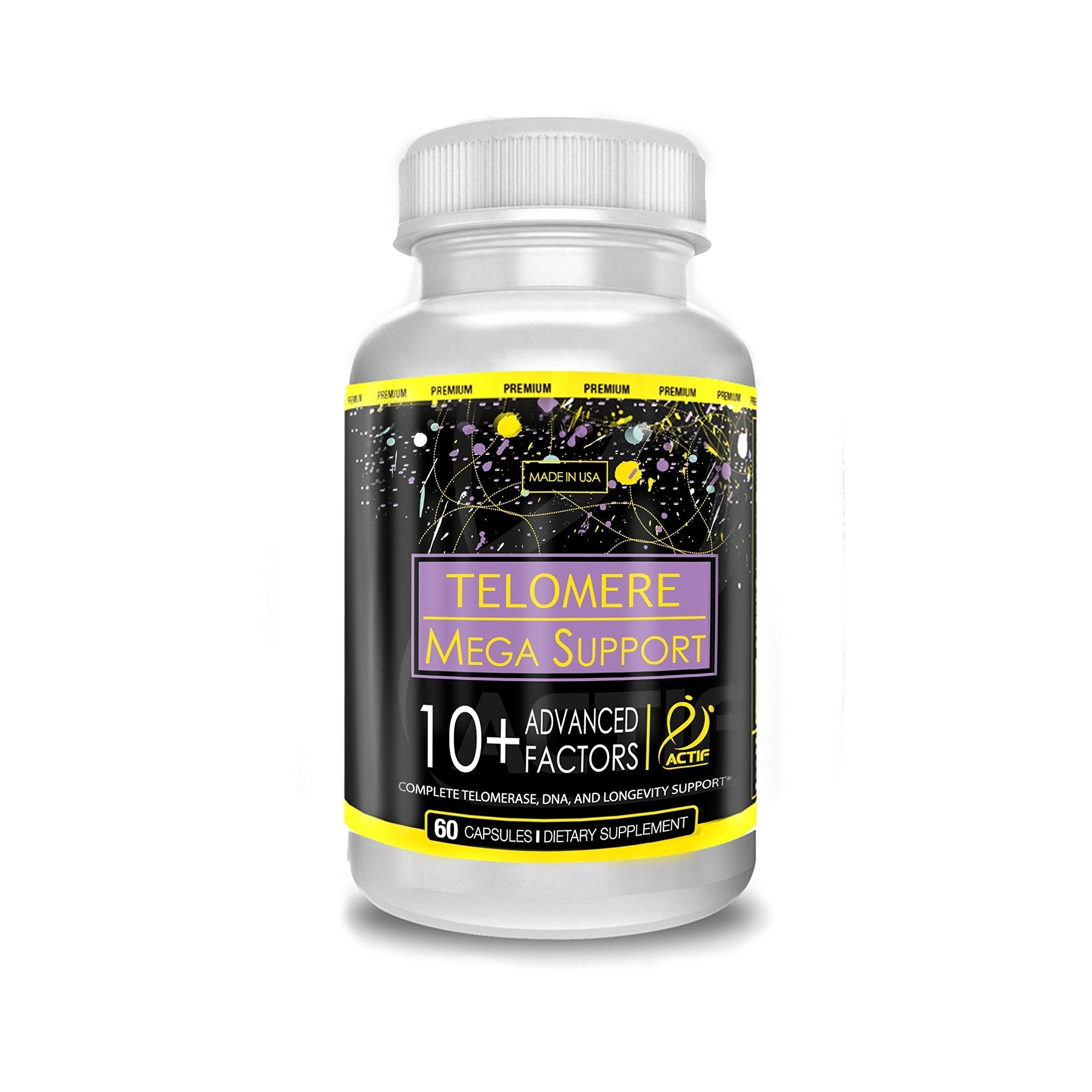 ACTIF Telomere Mega Support with 10+ Factors, Non-GMO, Telomerase and DNA Supplement for Energy, Memory and Anti-Aging, Made in USA, 60 Count ACTIF uk supplements