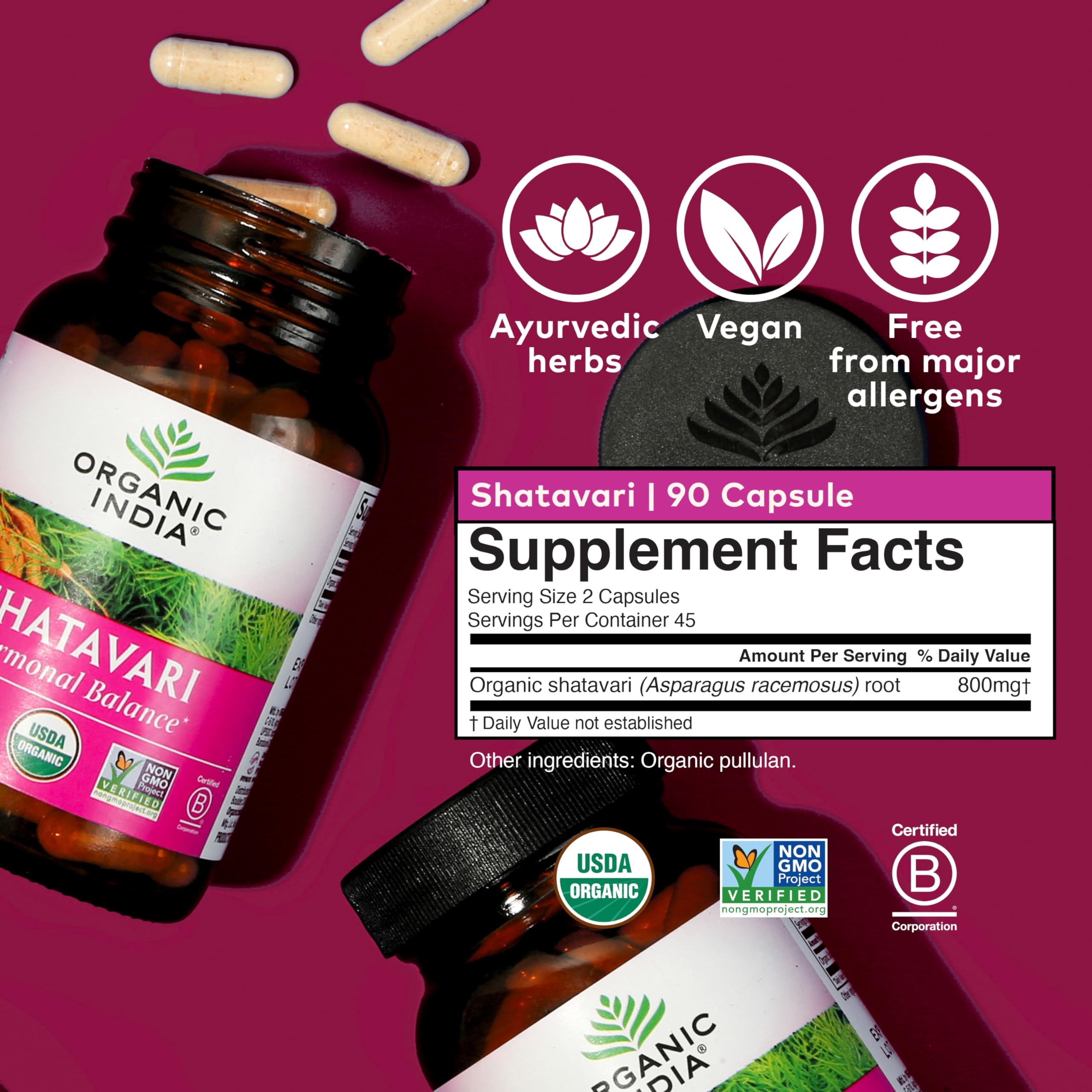 ORGANIC INDIA Shatavari Herbal Supplement - Supports Hormonal Balance, Immune and Inflammatory Response, Vegan, Gluten-Free, USDA Organic, Supports Reproductive Health - 90 Capsules ORGANIC INDIA uk supplements