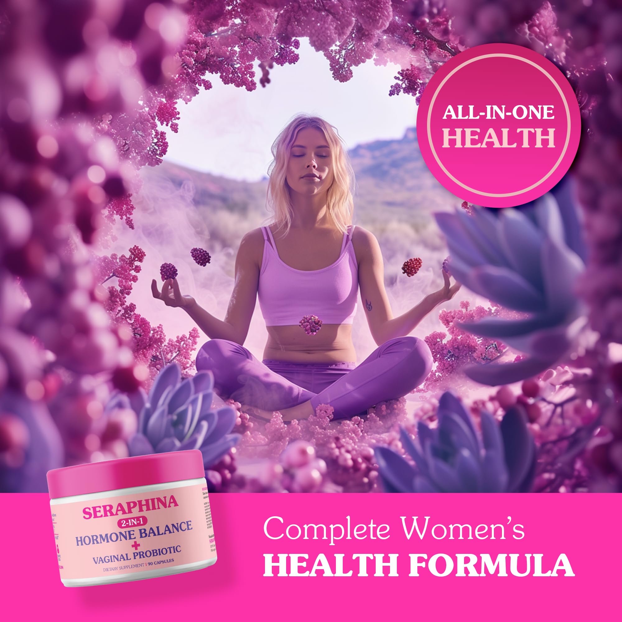 Seraphina 2-in-1 Vaginal Probiotics for Women + Hormone Balance - 90 Capsules for Complete Feminine Seraphina uk supplements