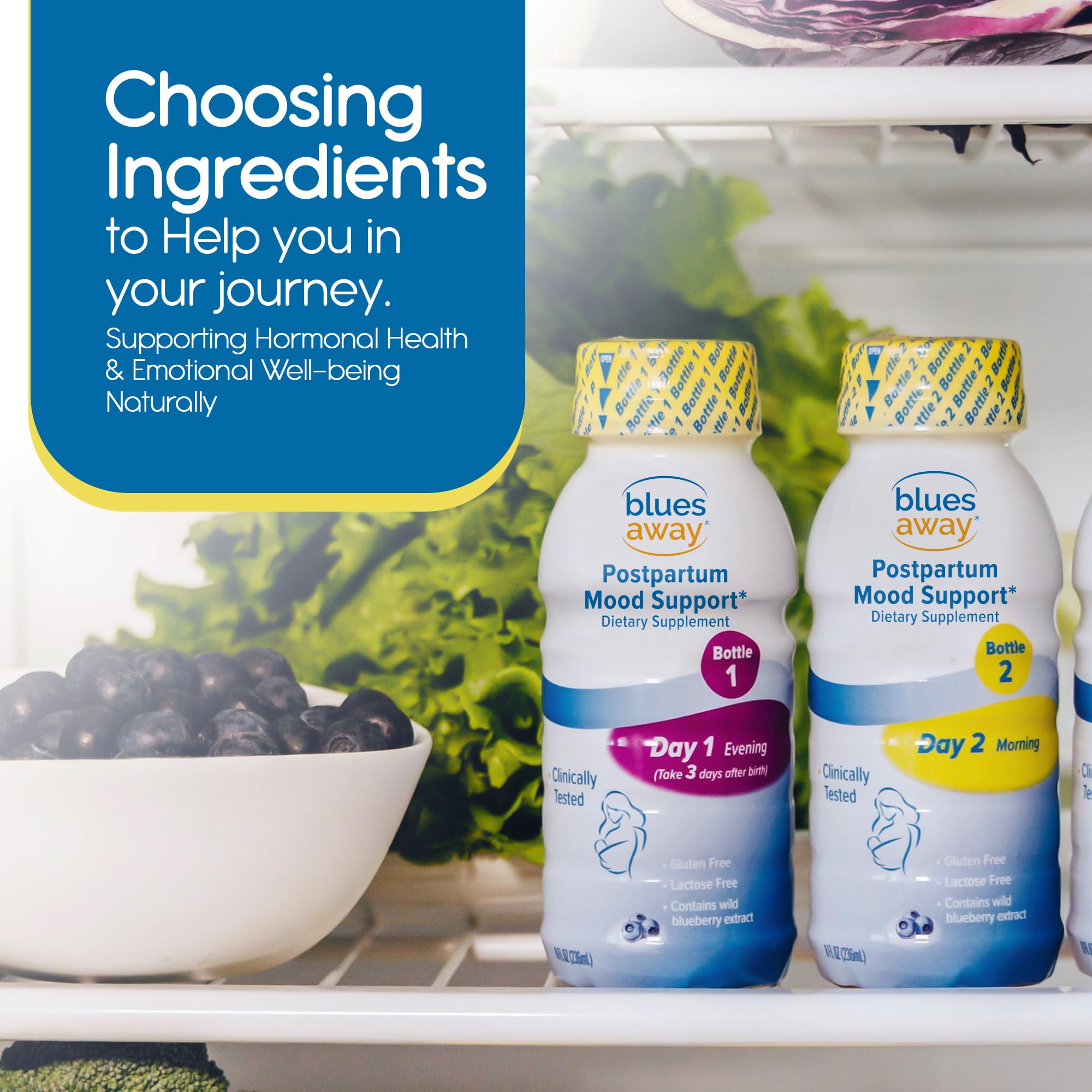 Blues Away Postpartum Mood Support Drink - Breastfeeding Friendly Postnatal Hormone Balance for Women - 3-Day Liquid Dietary Stress Support Shake [4 Bottles] Blues Away uk supplements
