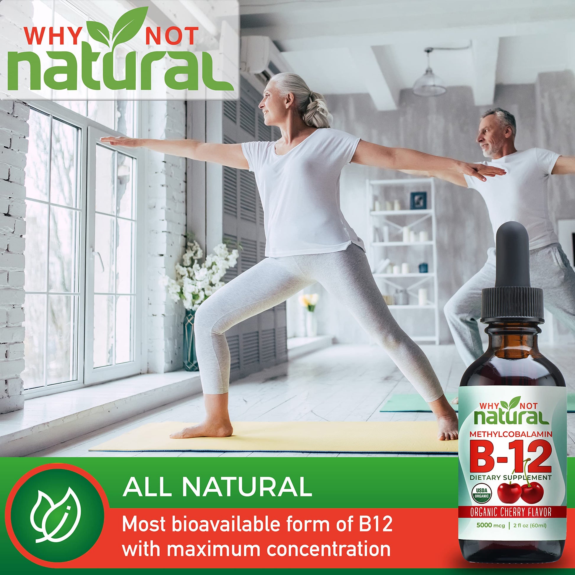 Why Not Natural Organic Vitamin B12 Liquid - Sublingual Extra Strength 60 x 5000 mcg Why Not Natural uk supplements