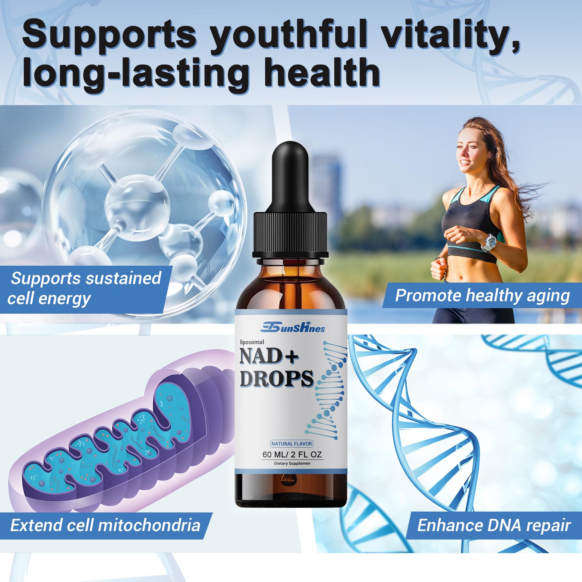 tsunshnes Liposomal NAD+800mg, NAD+ Supplement Drops - NMN or Nicotinamide Riboside Alternative, Healthy Aging Energy Metabolism and Vitality, NAD Liquid Supplement for Maximum Absorption tsunshnes uk supplements