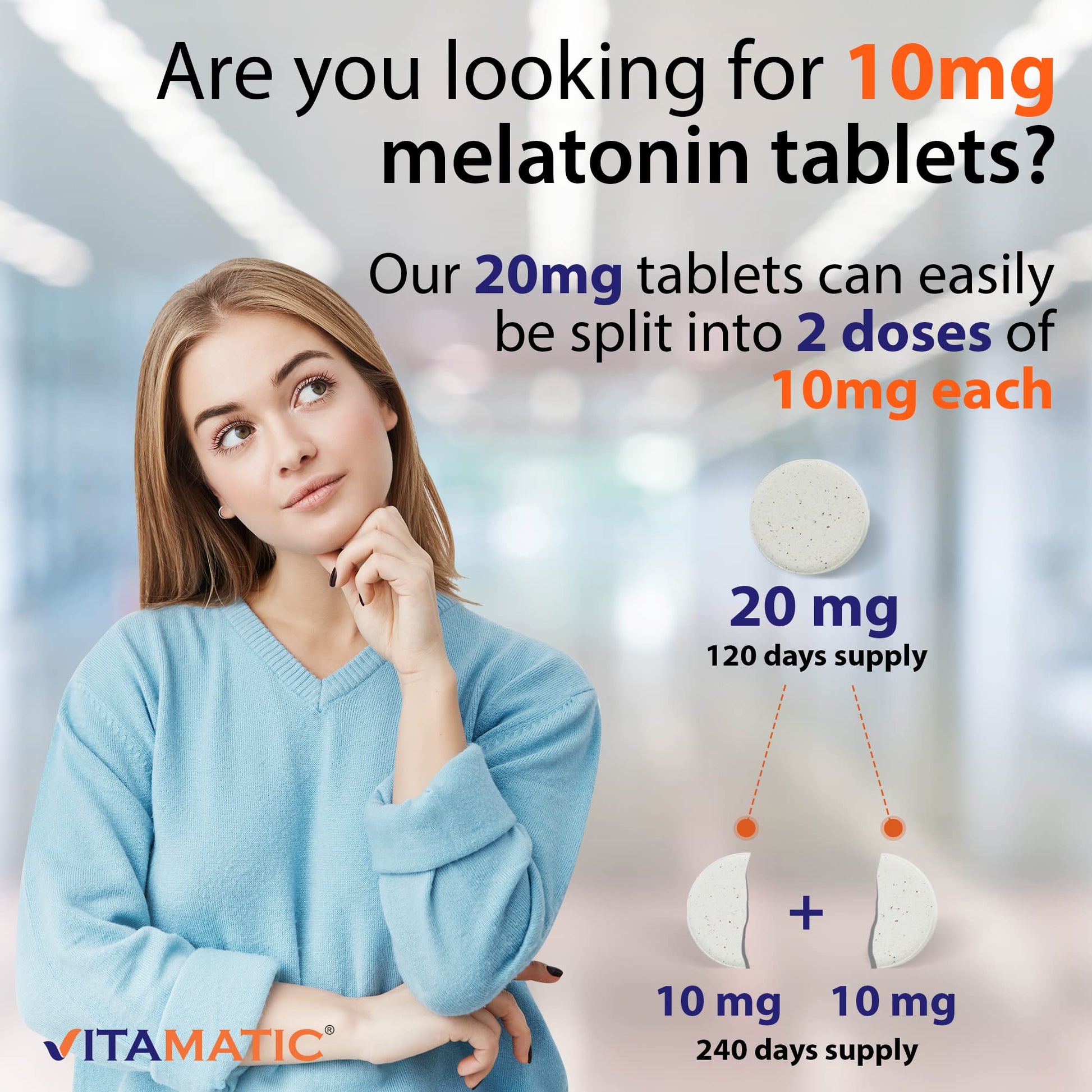 Vitamatic Melatonin 20mg Tablets | Vegetarian, Non-GMO, 6 pack Vitamatic uk supplements