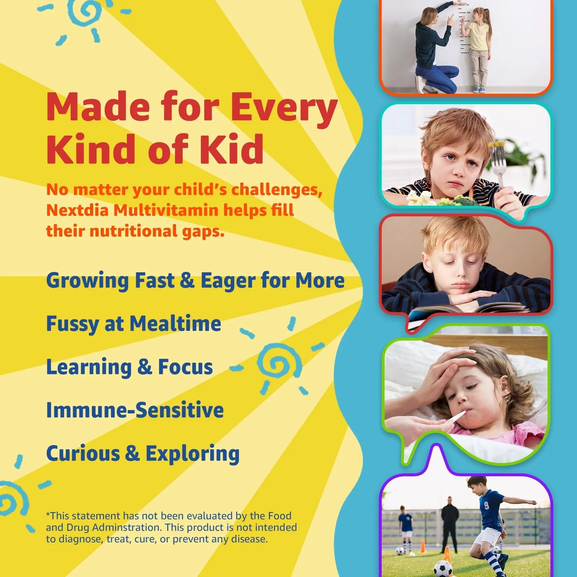 Kids Multivitamin Gummies with Iron, Sugar Free, Kids Daily Vitamins + Probiotics, Algae Omega 3 (EPA/DHA), A, C, D, Methyl B12, Folate, B6, Zinc, Biotin Nextdia uk supplements