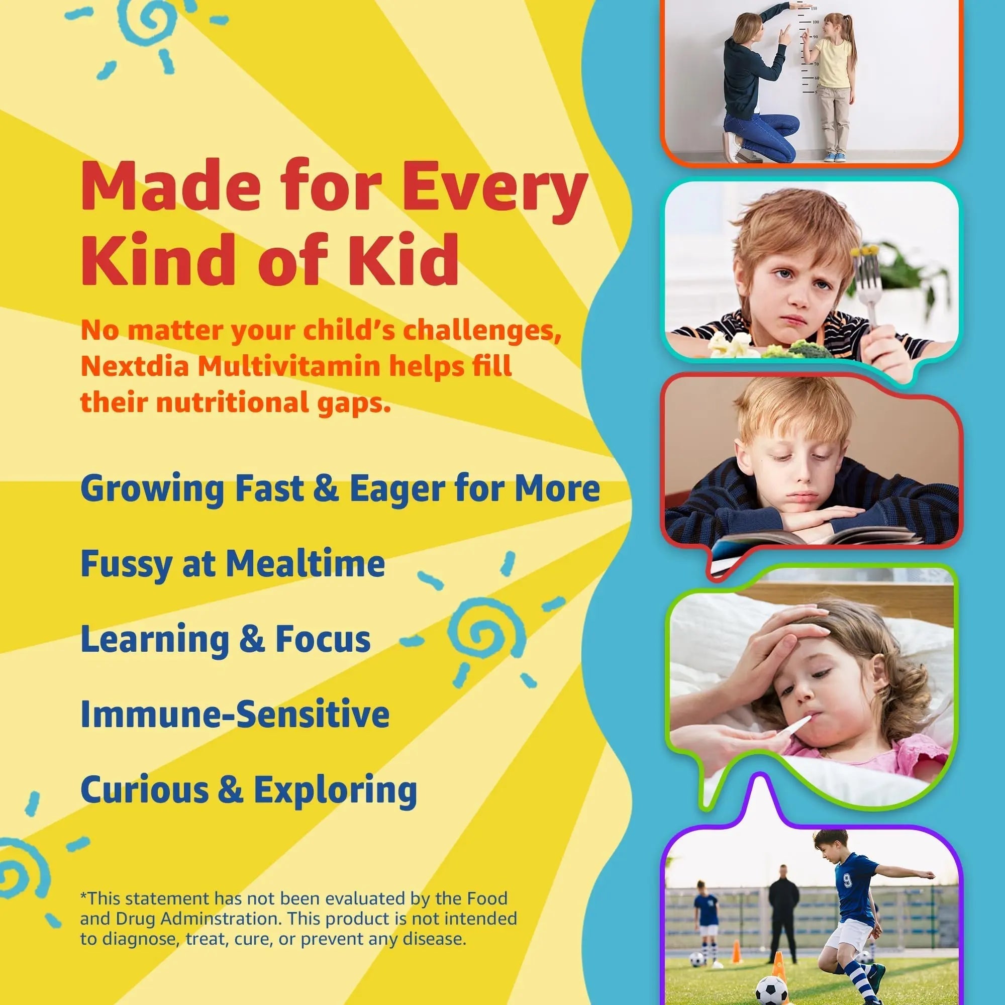 Kids Multivitamin Gummies with Iron, Sugar Free, Kids Daily Vitamins + Probiotics, Algae Omega 3 (EPA/DHA), A, C, D, Methyl B12, Folate, B6, Zinc, Biotin Nextdia uk supplements
