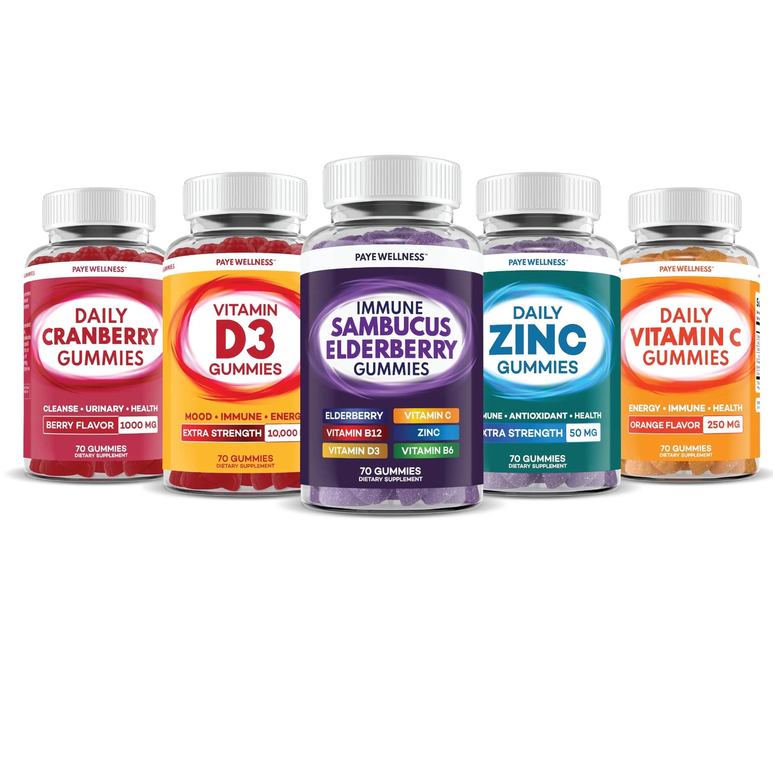 Elderberry Gummies Immune Support, Daily Support for Kids and Adults*, with Sambucus Elderberry, Zinc, Vitamin C, D3, B6, B12, Plus PAYÉ uk supplements