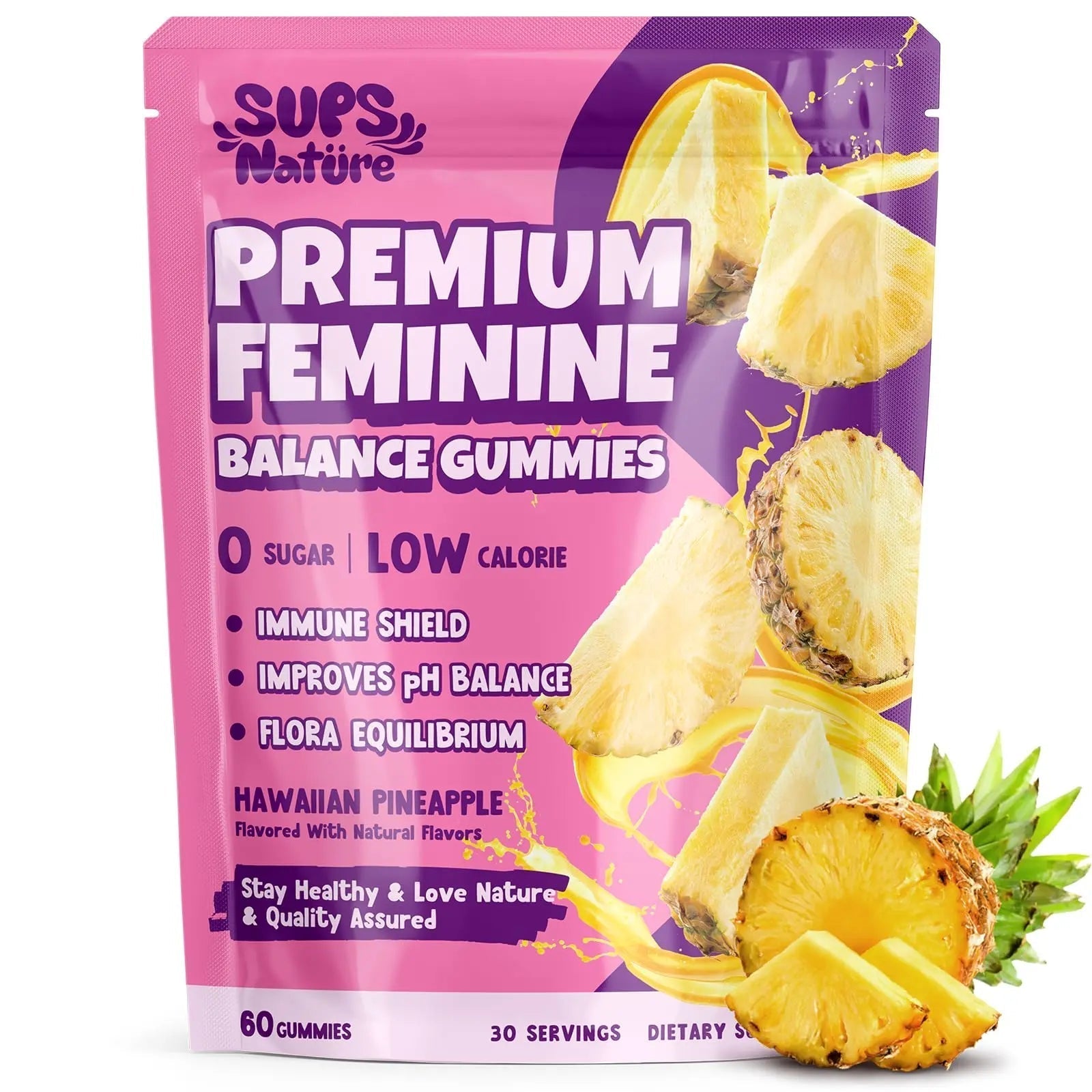 Women's Probiotic Gummies Nutrition Premium Feminine Balance Gummies - Supports pH Balance, Digestion & Immune Health - Hawaiian Pineapple Flavor sups nature uk supplements