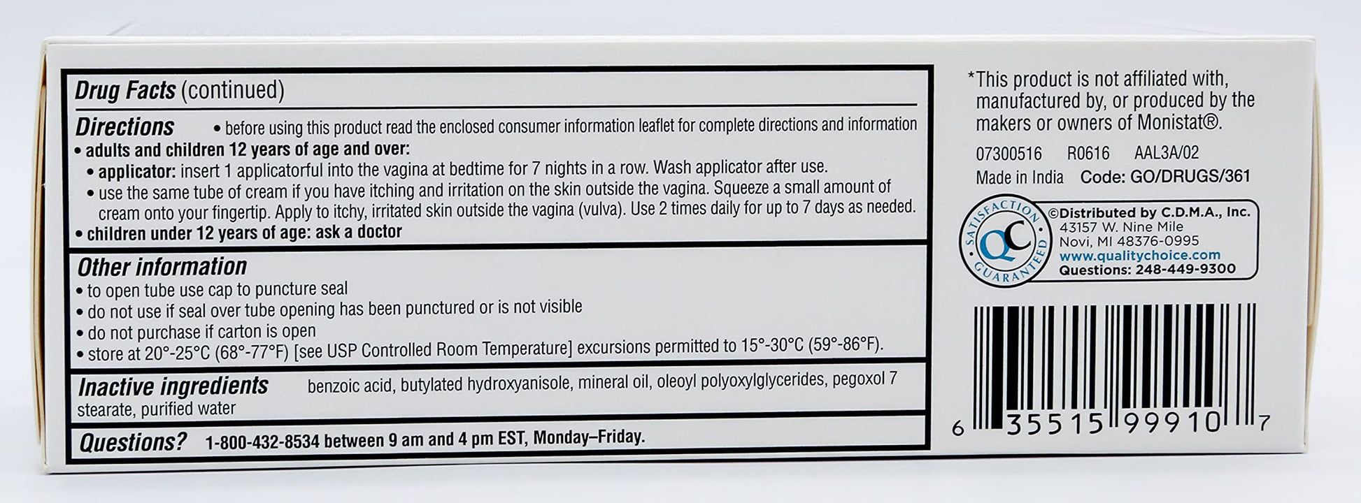 Quality Choice Miconazole Nitrate 2% 7 Day Vaginal Antifungal Cream, 1.59 Ounces (45g) Quality Choice uk supplements