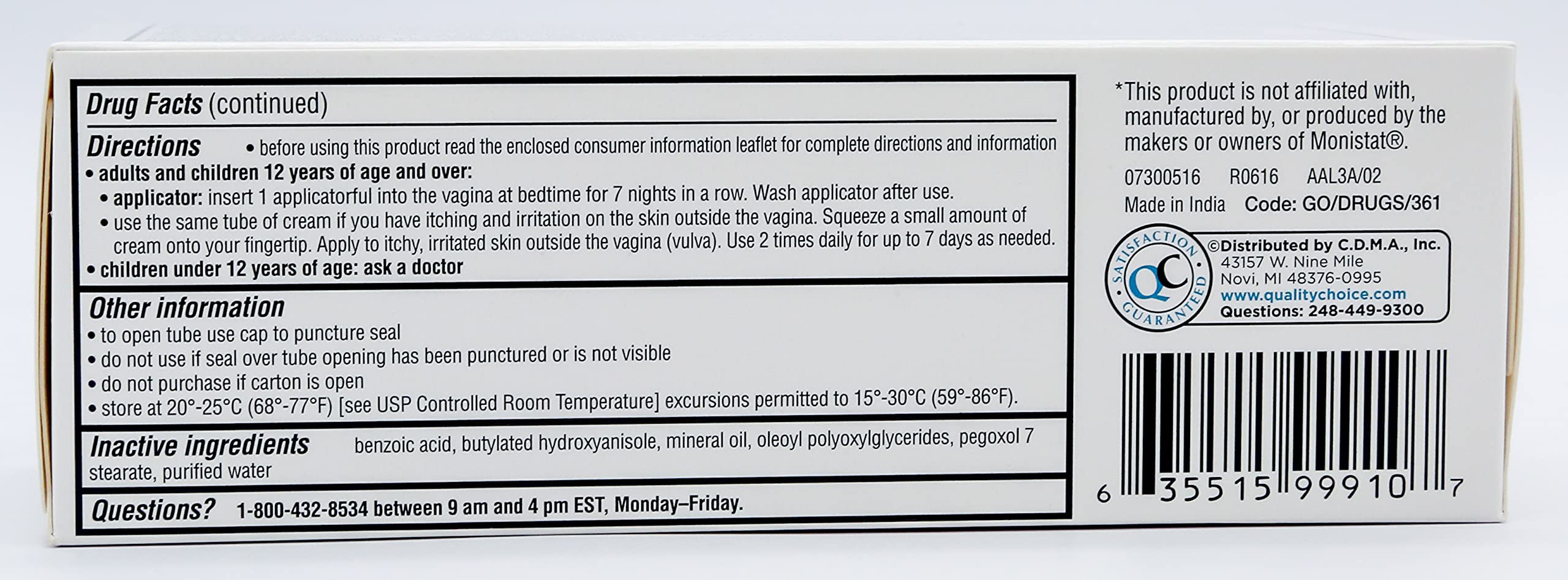 Quality Choice Miconazole Nitrate 2% 7 Day Vaginal Antifungal Cream, 1.59 Ounces (45g) Quality Choice uk supplements