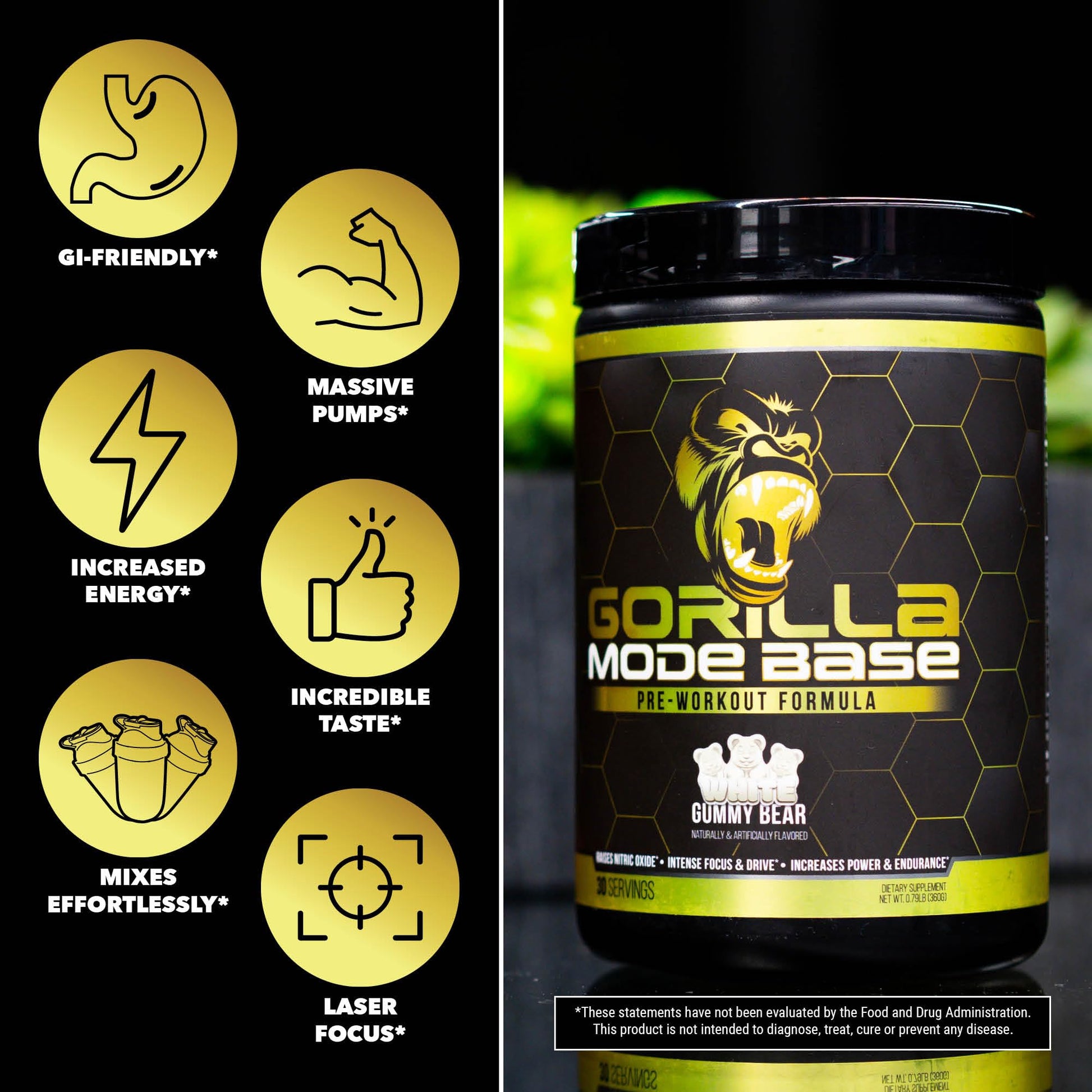 Gorilla Mode Base Pre Workout - Raises Nitric Oxide · Intense Focus & Drive · Endurance Gorilla Mind uk supplements