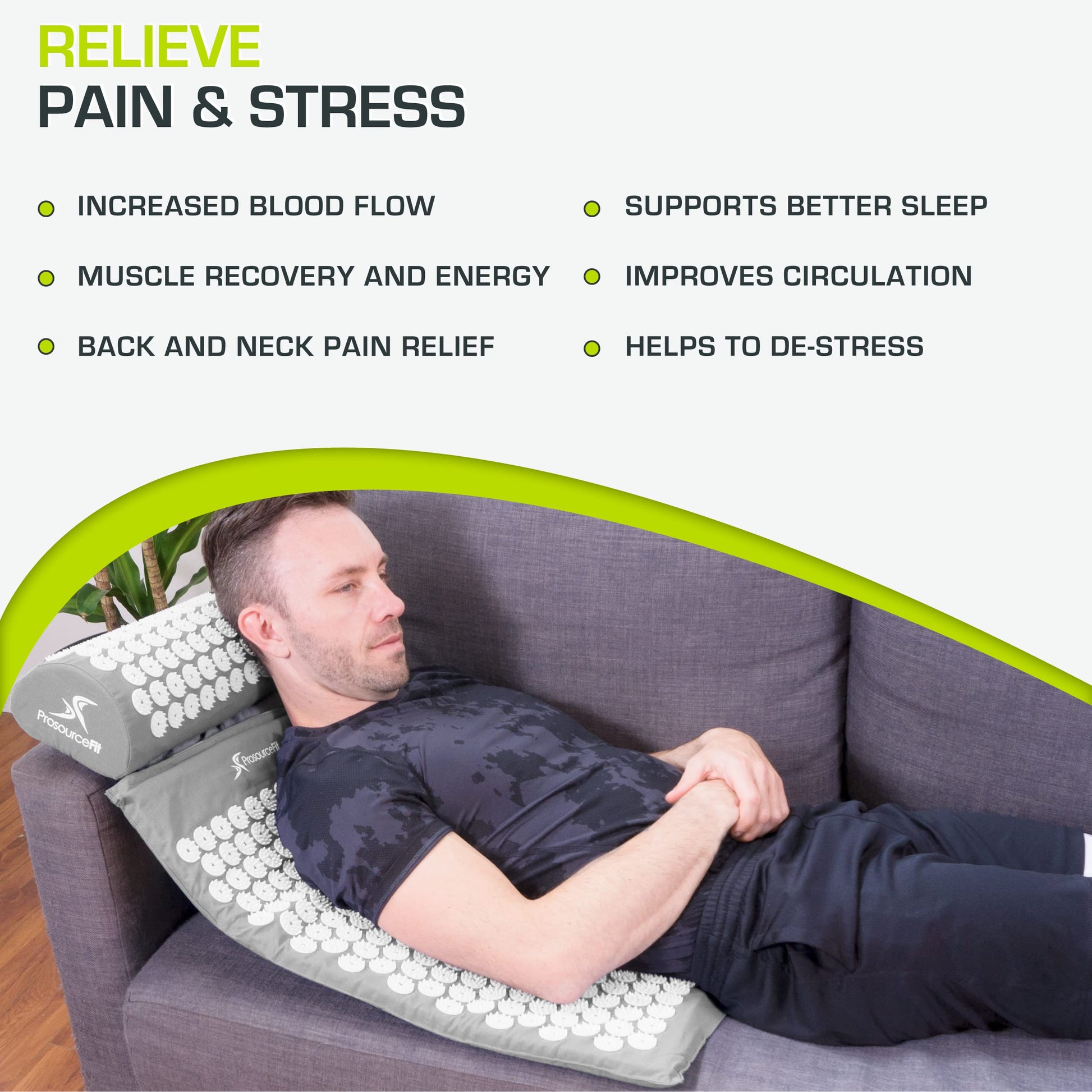 ProsourceFit Acupressure Mat and Pillow Set for Back/Neck Pain Relief and Muscle Relaxation ProsourceFit uk supplements