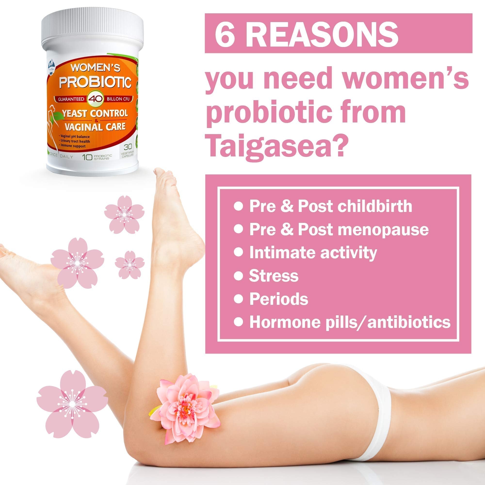 TAIGASEA Probiotics for Women, 40 Billion CFU, 10 Strains for Yeast Control, Vaginal and Urinary Tract Health TAIGASEA uk supplements