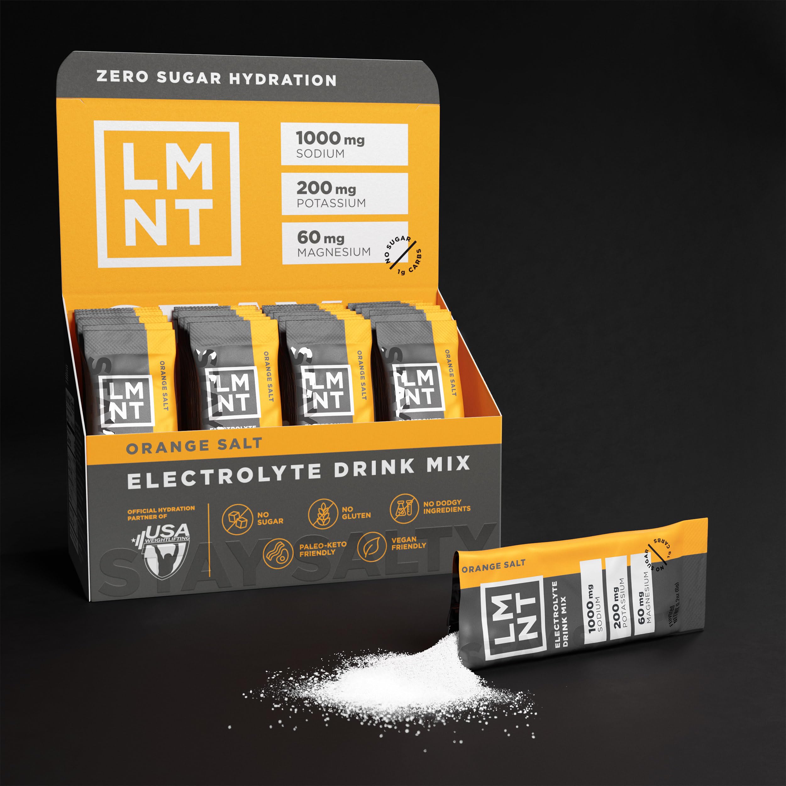 LMNT Zero Sugar Electrolytes - Orange Salt | Drink Mix | 30-Count Drink LMNT uk supplements