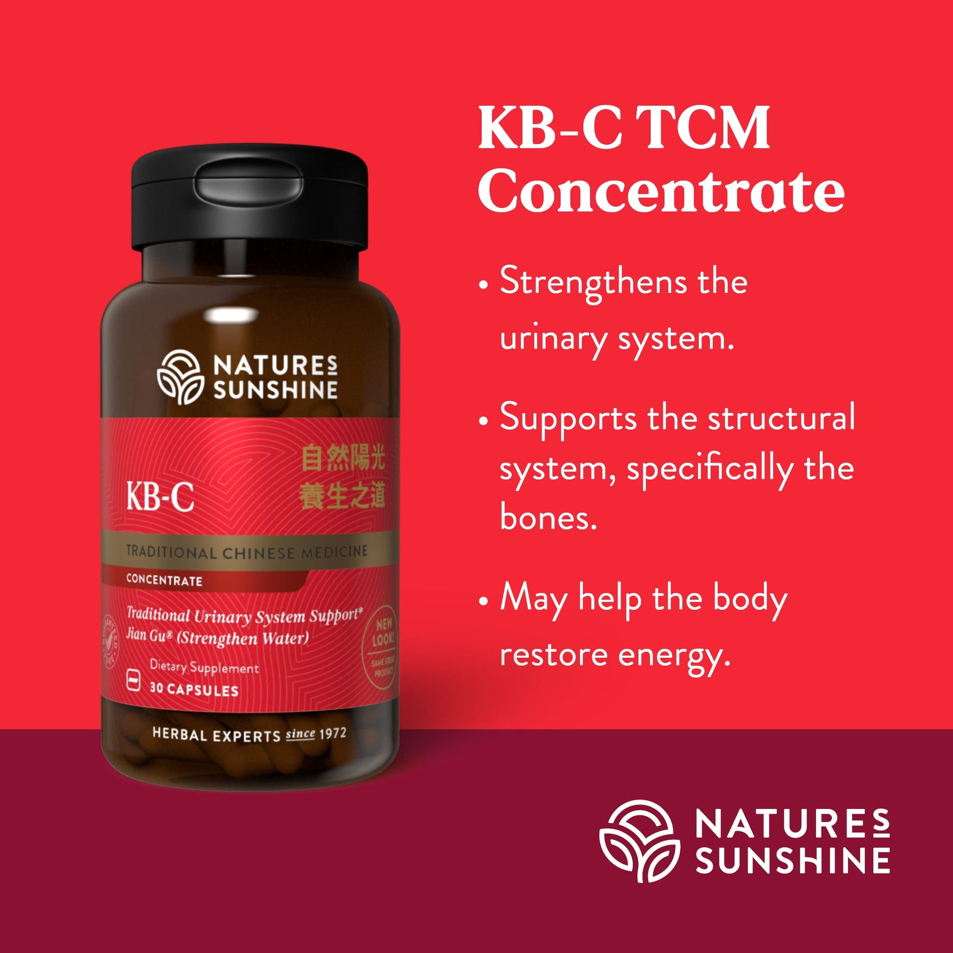 Nature's Sunshine KB-C, Chinese TCM Concentrate, 30 Capsules | Strengthens the Urinary System, Supports the Structural System, and May Help the Body Restore Energy Nature's Sunshine uk supplements
