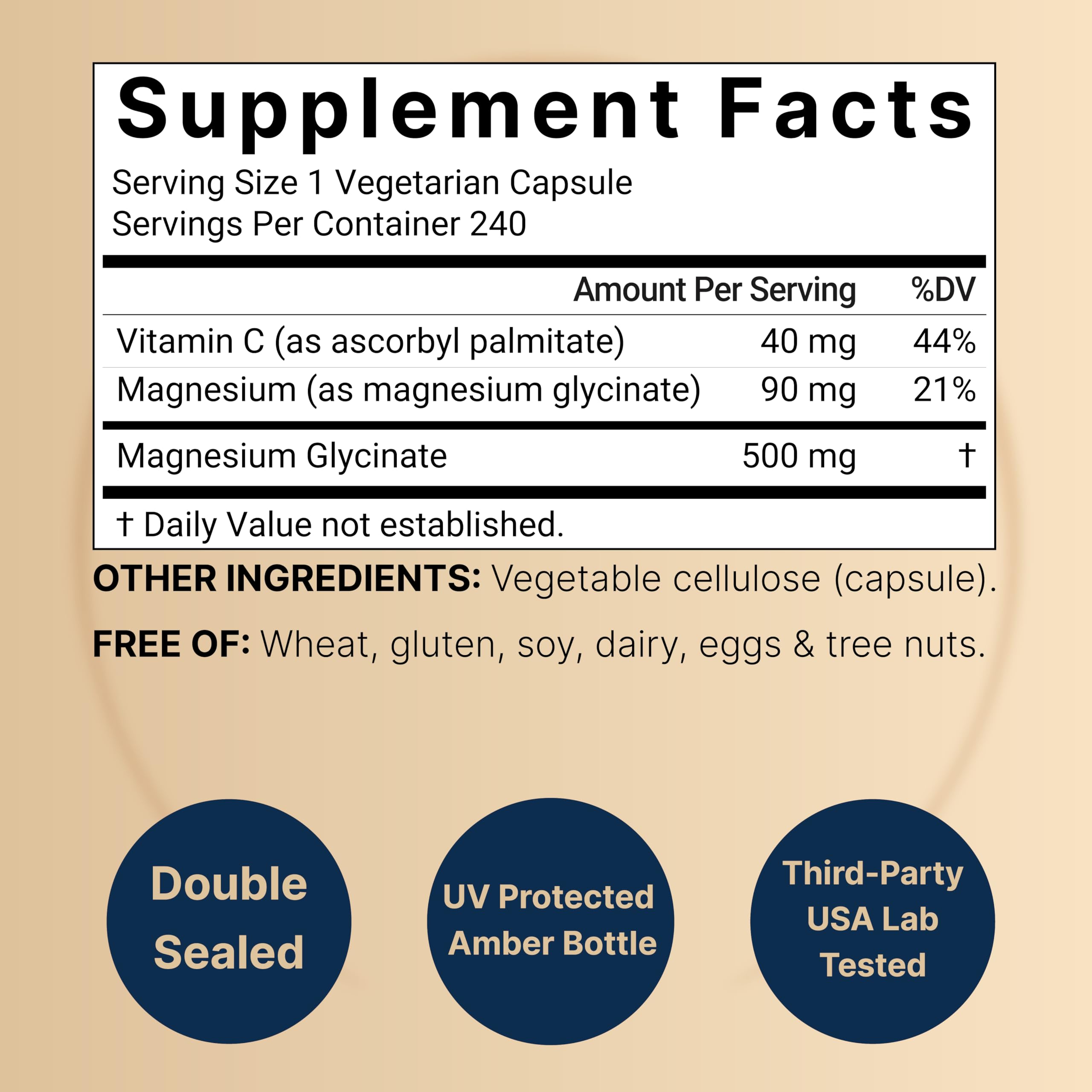 Naturebell Pure Magnesium Glycinate 500mg, 240 Veggie Capsules | 100% Chelated & Purified – 3rd Party Tested, Vegan Friendly, Non-GMO, Fiiler Free NatureBell uk supplements