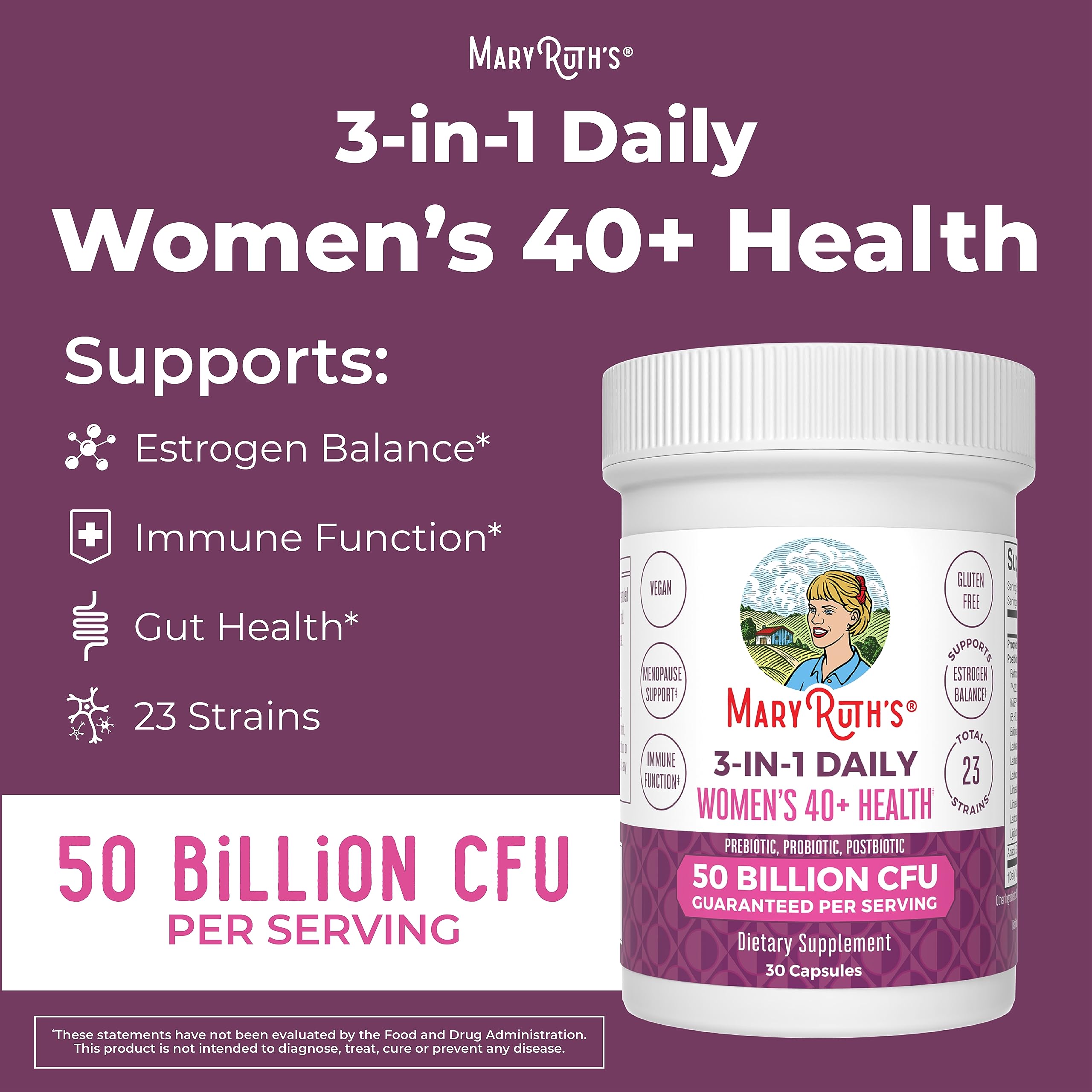 Mary Ruth's 3 in 1 Women's 40+ Health Probiotic, 30 CT MaryRuth Organics uk supplements