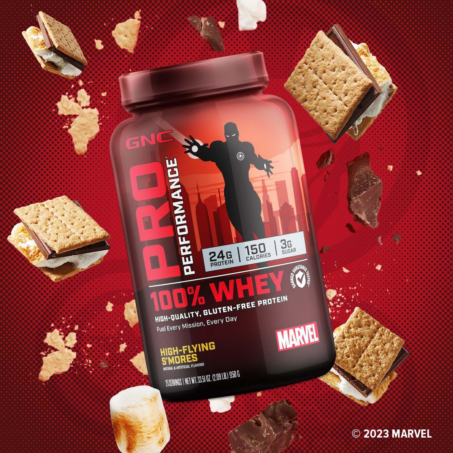 GNC Pro Performance 100% Whey - Marvel: High-Flying S'Mores - 25 Servings GNC uk supplements