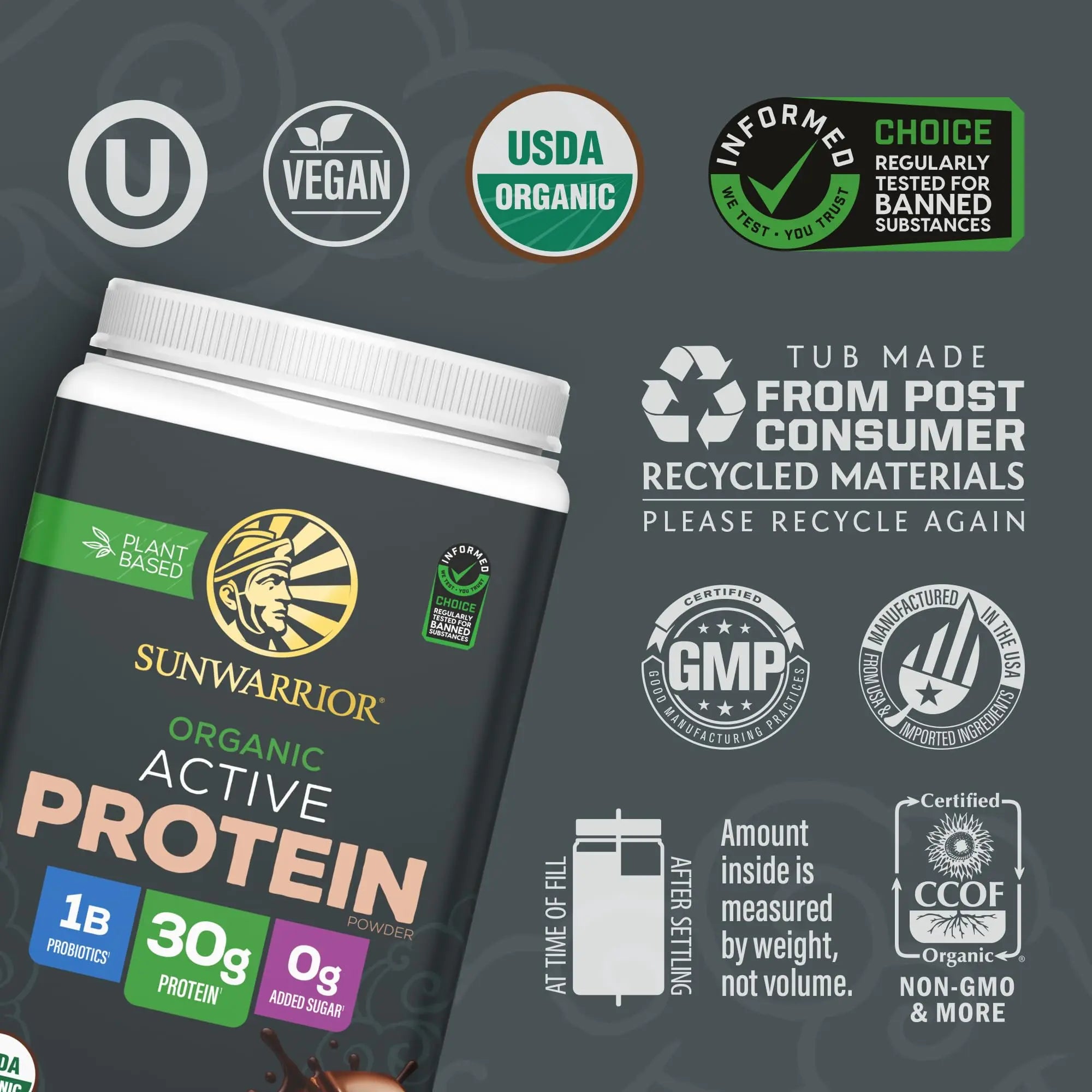 Sunwarrior Organic Plant Based Protein Powder | Vegan Organic Protein Powder with BCAA Amino Acids Plus Recovery Minerals & Botanicals | Non-GMO Soy Dairy & Gluten Free Sunwarrior uk supplements