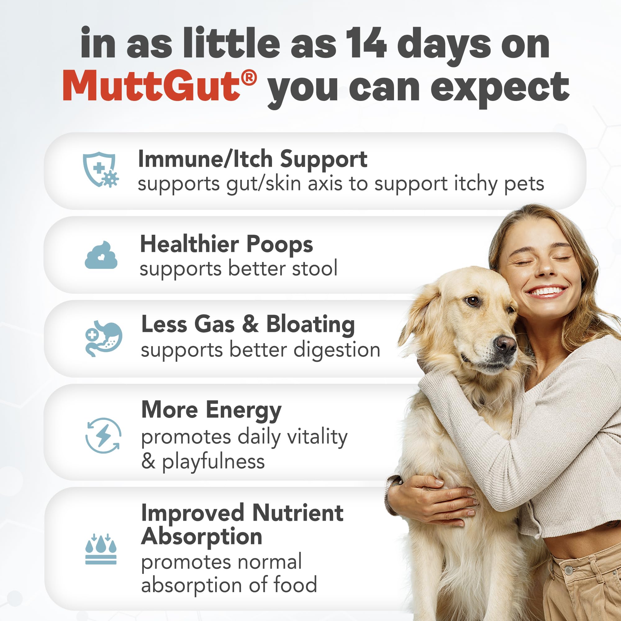 All-Natural 3-in-1 Dog Probiotic, Prebiotic, and Postbiotic Supplement Powder - Probiotics for Dogs with 135 Billion CFUs, Anti Diarrhea, Digestive Enzymes & Antioxidants (60g) MUTTGUT uk supplements