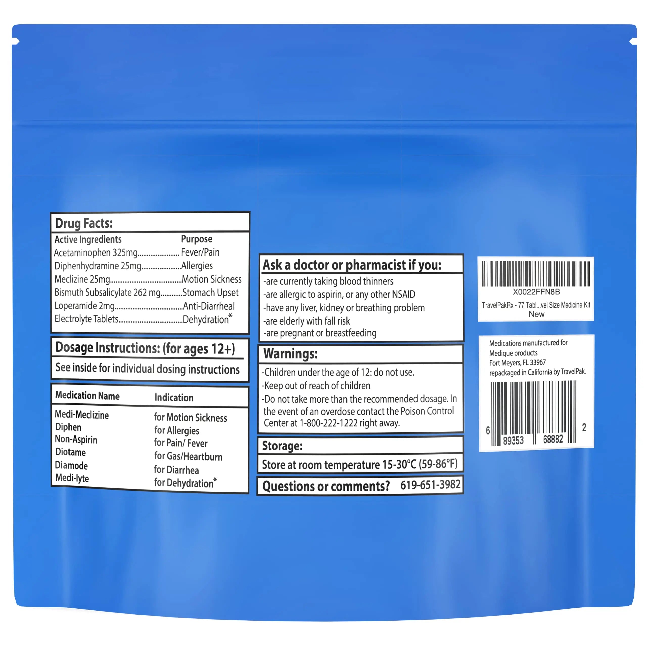 TravelPakRx Travel Essentials Medicine Kit - TSA-Approved Over-The-Counter Individual Medicine Packets, for Travel, Cruises, Camping, Created by Pharmacist TravelPakRx uk supplements