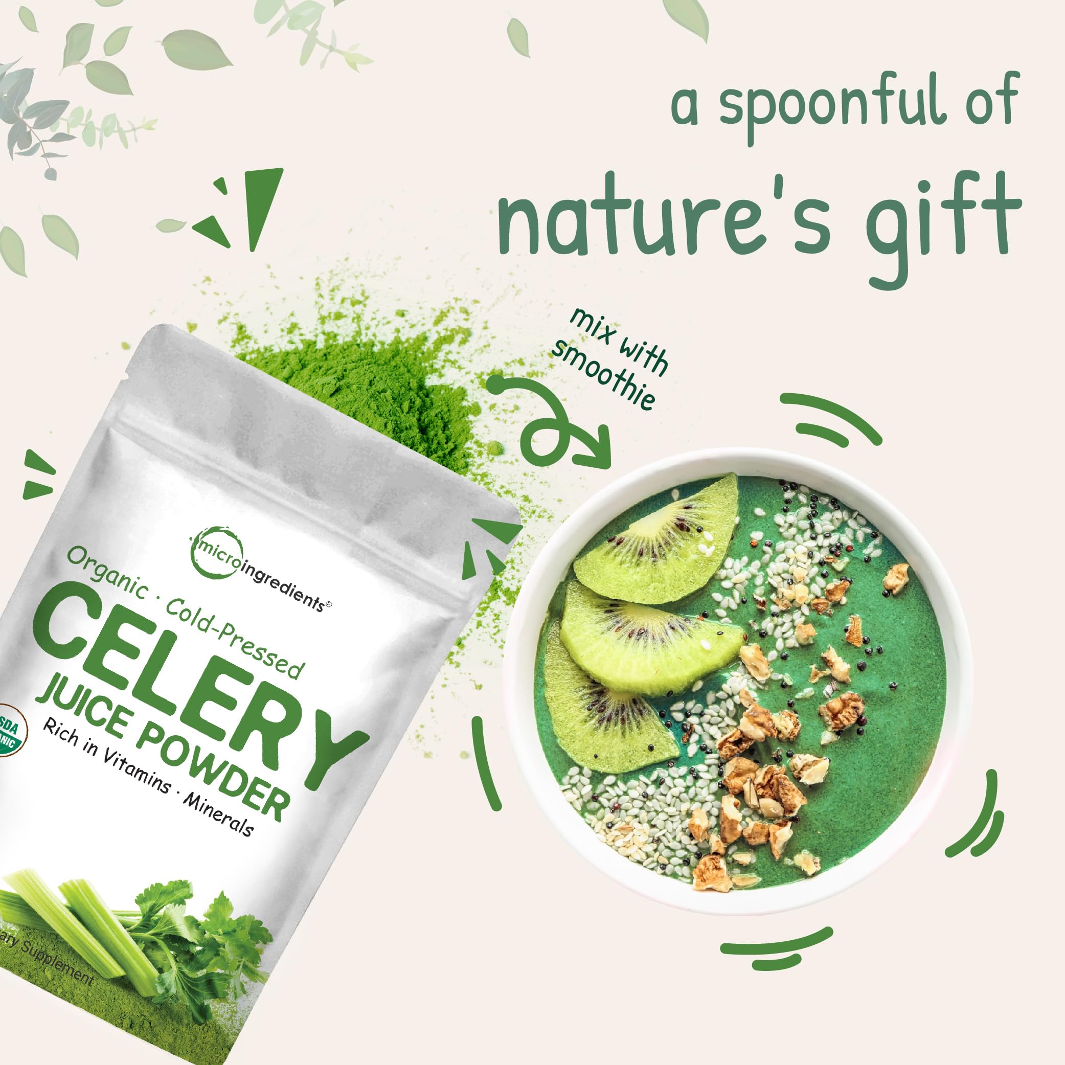 Organic Celery Juice Powder, 20 Ounce (1.25 Pound), 71 Serving, Celery Detox and Cold Micro Ingredients uk supplements