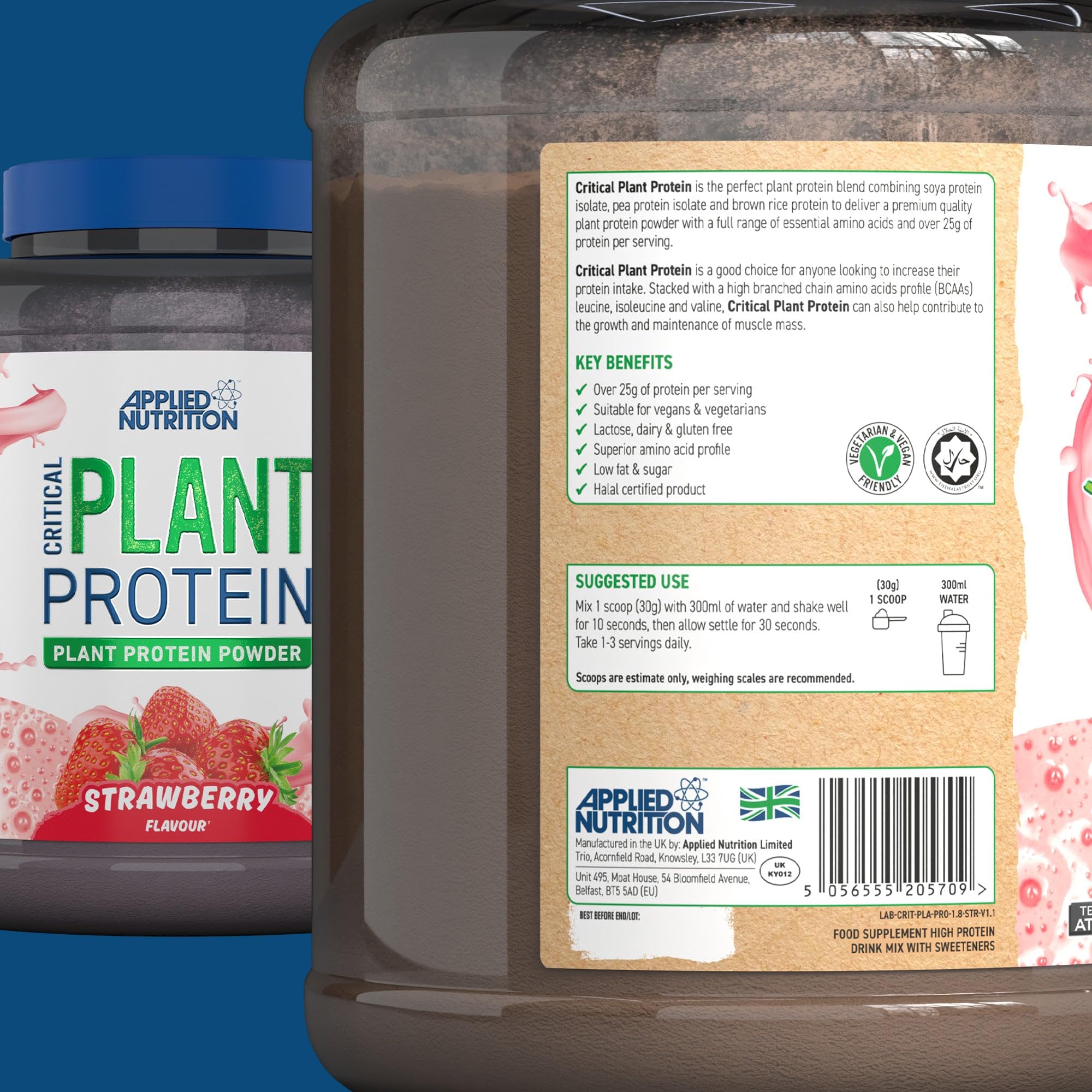 Applied Nutrition Plant Protein Powder – Critical Plant Vegan Protein Shake with SOYA Applied Nutrition uk supplements