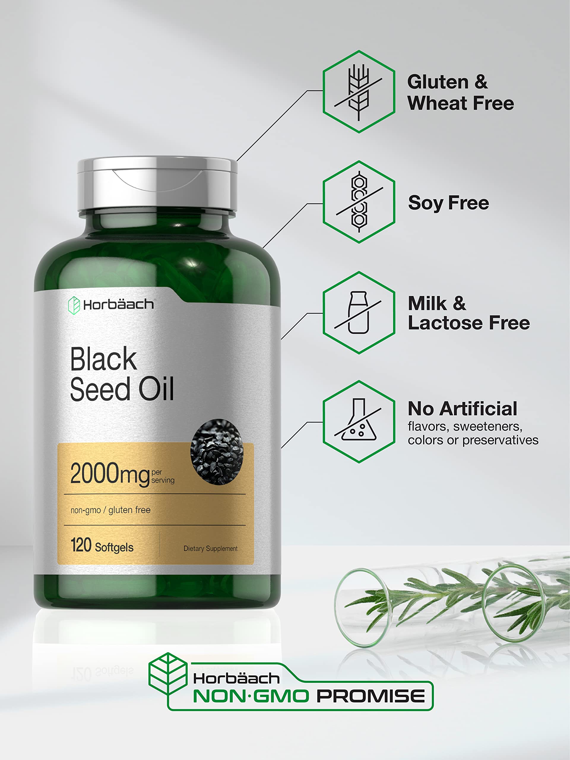 Black Seed Oil 2000mg | 120 Softgel Capsules | Cold Pressed Nigella Sativa Pills Horbäach uk supplements