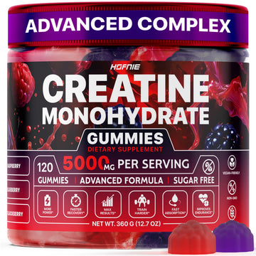 Hofnie Creatine Monohydrate Gummies 5000 mg – Vegan, Sugar-Free Pre Workout Creatine for Men & Women – Raspberry & BlackBerry Flavored Chewable Creatine Monohydrate, 120 Gummies (30-Day Supply) Hofnie uk supplements