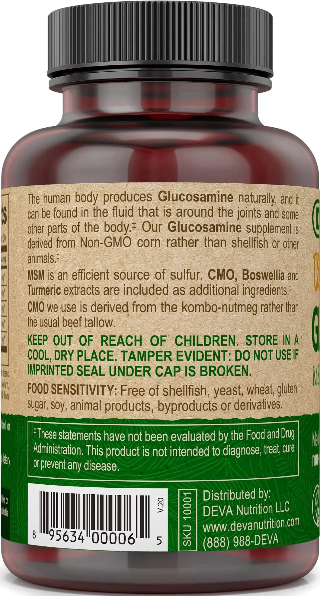 Deva Vegan Glucosamine-MSM-CMO & Turmeric Supplement - Gluten Free Plant Based Nutritional Supplement - 90 Tablets, 1-Pack DEVA uk supplements