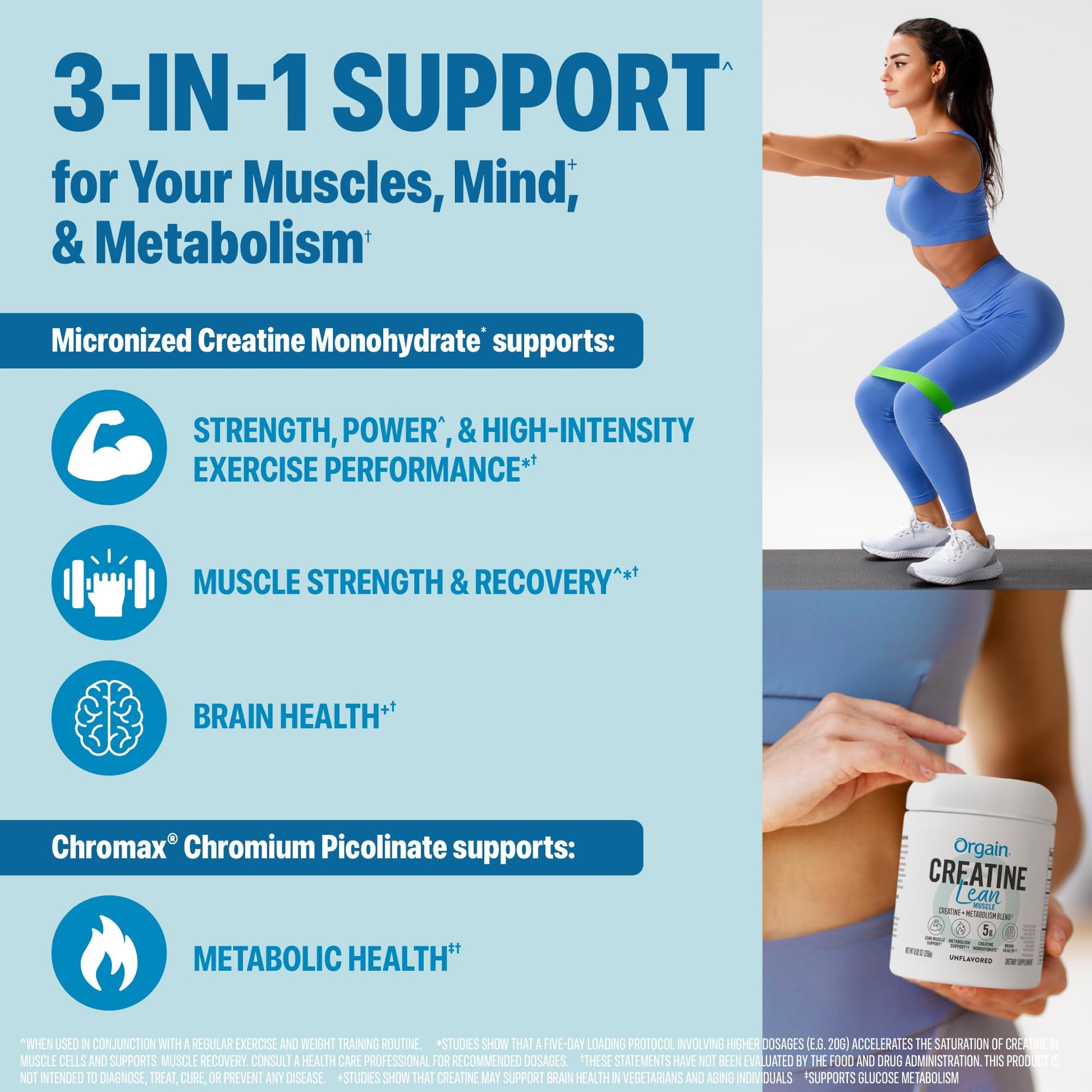 Orgain Micronized Creatine Monohydrate Lean Muscle Powder with Metabolism Blend, Unflavored, 50 Servings, Supports Muscle Strength and Brain Health, No Dairy or Soy, Gluten Free, Vegan Orgain uk supplements