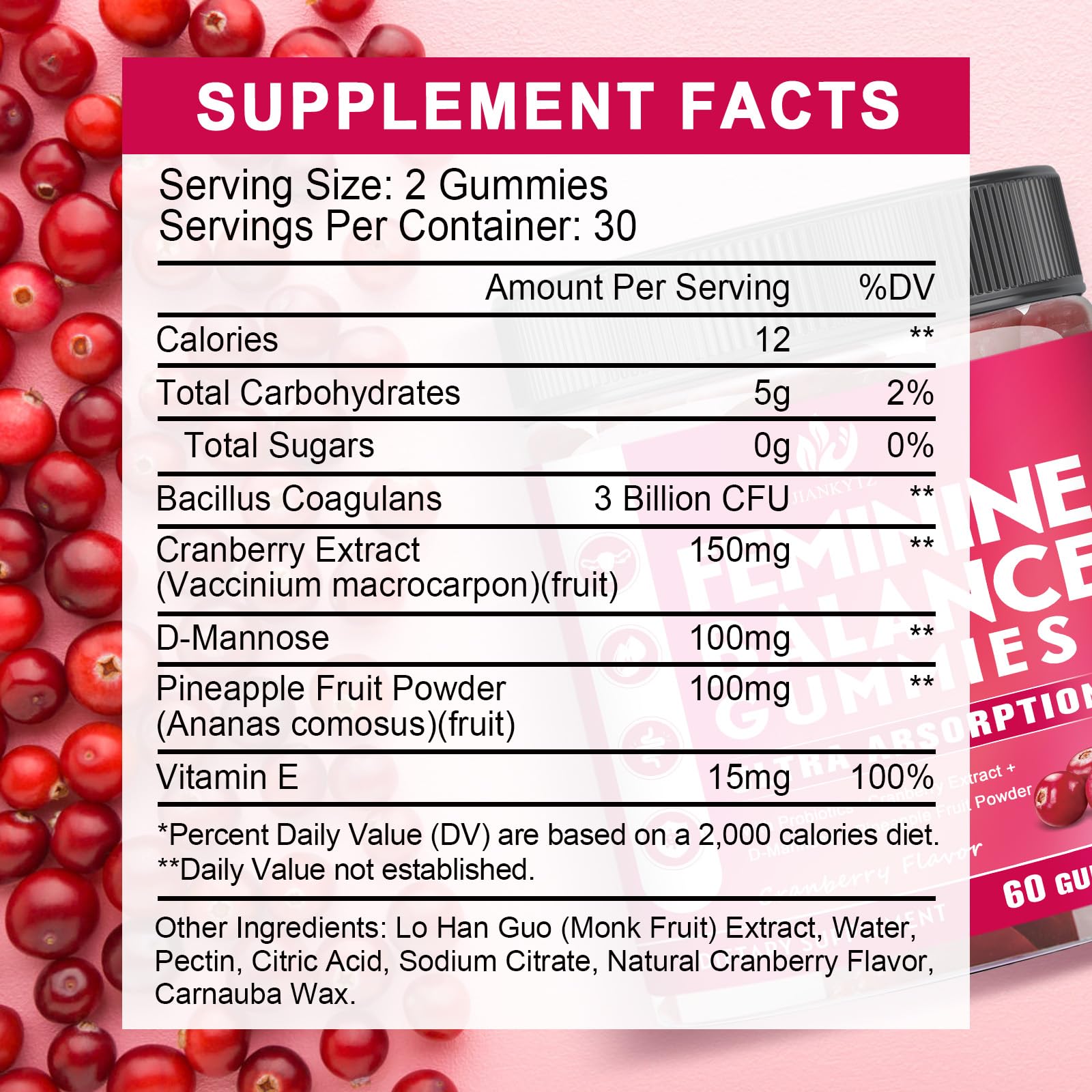 JIANKYTZ (2 Pack) Sugar Free Premium Feminine Balance Gummies for Women - Vaginal Health, Antioxidant, Digestive Health, PH Balance Support, Vaginal Probiotics for Women Gummies, Max Absorption JIANKYTZ uk supplements