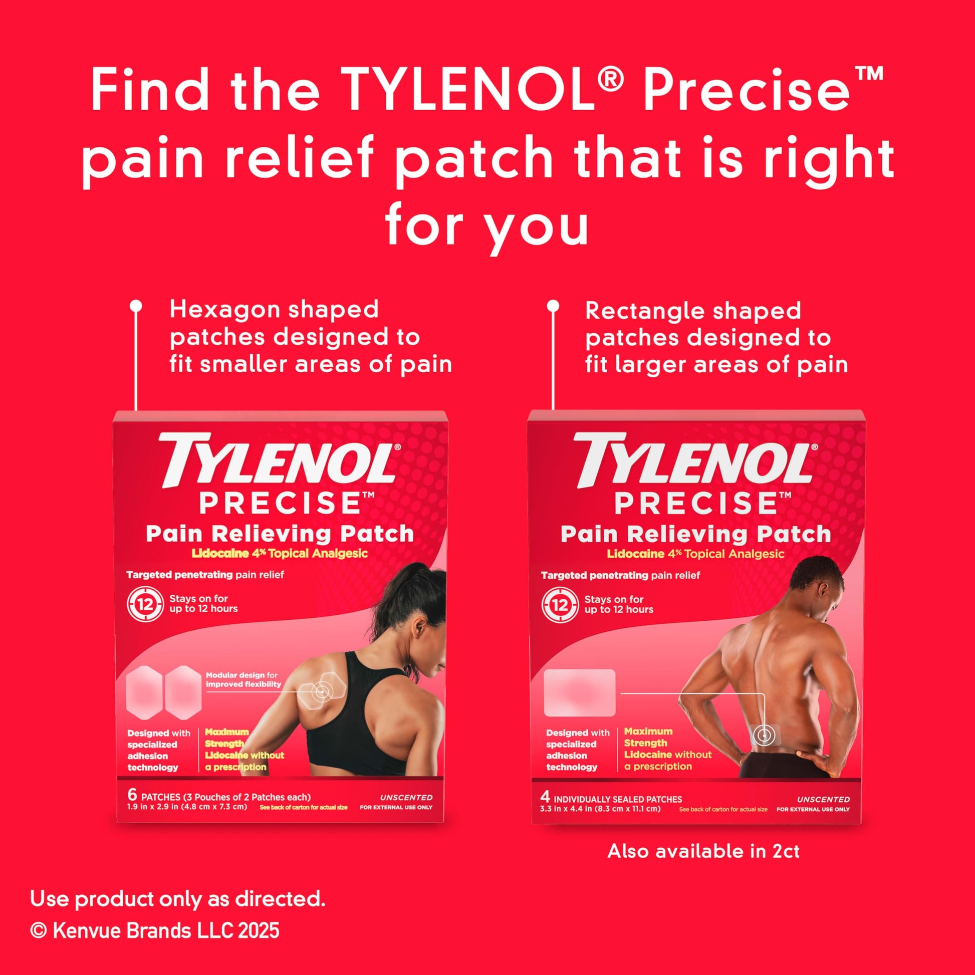 Tylenol Precise Pain Relieving Patches, Large Topical Analgesic Patches + Maximum OTC Strength Lidocaine Penetrates, Targeted Relief Ideal for Shoulder, Back & Knee Pain, Unscented, 4 ct Tylenol uk supplements