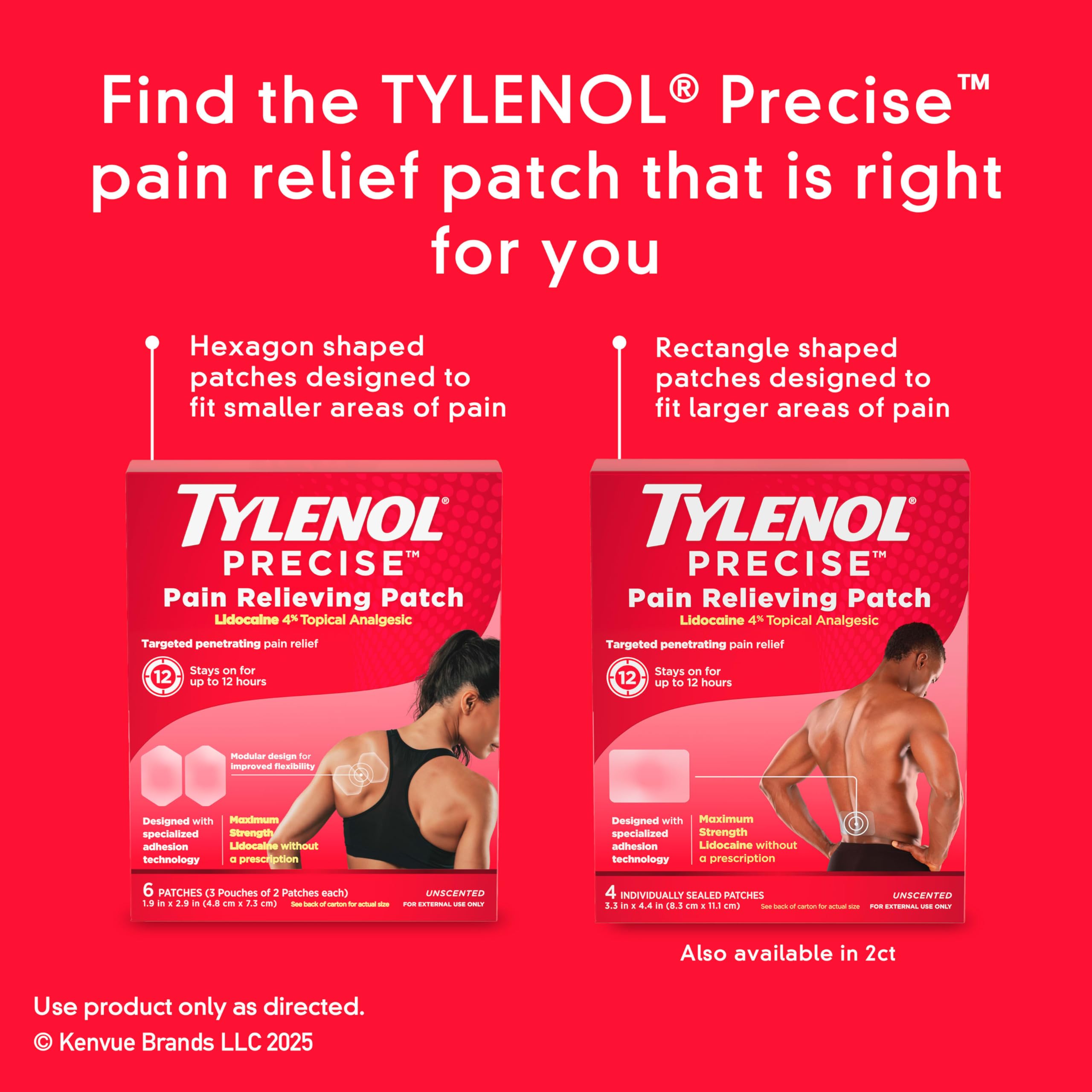 Tylenol Precise Pain Relieving Patches, Large Topical Analgesic Patches + Maximum OTC Strength Lidocaine Penetrates, Targeted Relief Ideal for Shoulder, Back & Knee Pain, Unscented, 4 ct Tylenol uk supplements