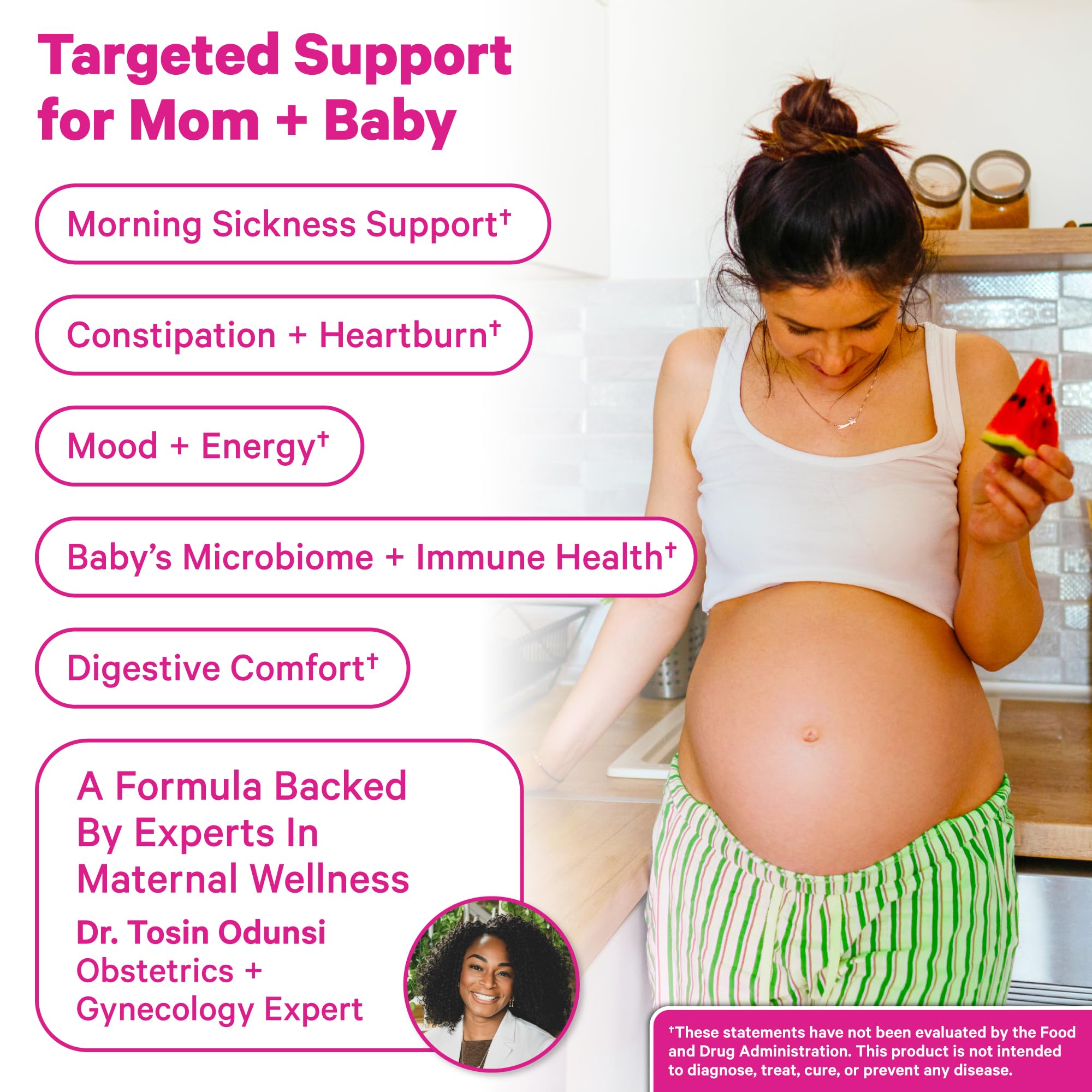 Pink Stork Prenatal Probiotic for Women with 50 Billion CFU | Vitamin B6 & Prebiotics | Pregnancy Probiotics for Morning Sickness | Digestive, Immune, & Gut Health | Vegan & Gluten-Free | 30 Capsules Pink Stork uk supplements