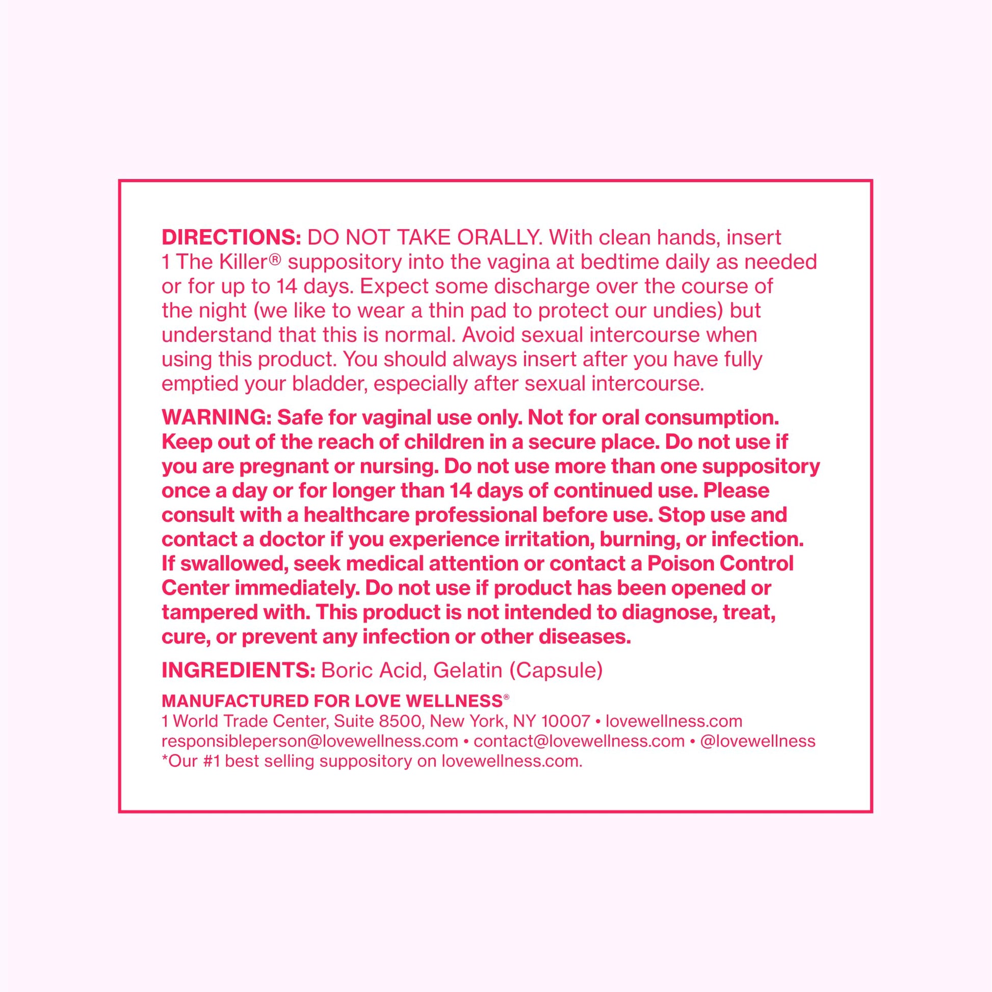Love Wellness The Killer & Flora Power | Vaginal Suppository Duo with Boric Acid, Probiotics & Vitamin C | Supports pH Balance, Odor Control & Feminine Health | Fragrance-Free, Non-GMO & Paraben Free Love Wellness uk supplements