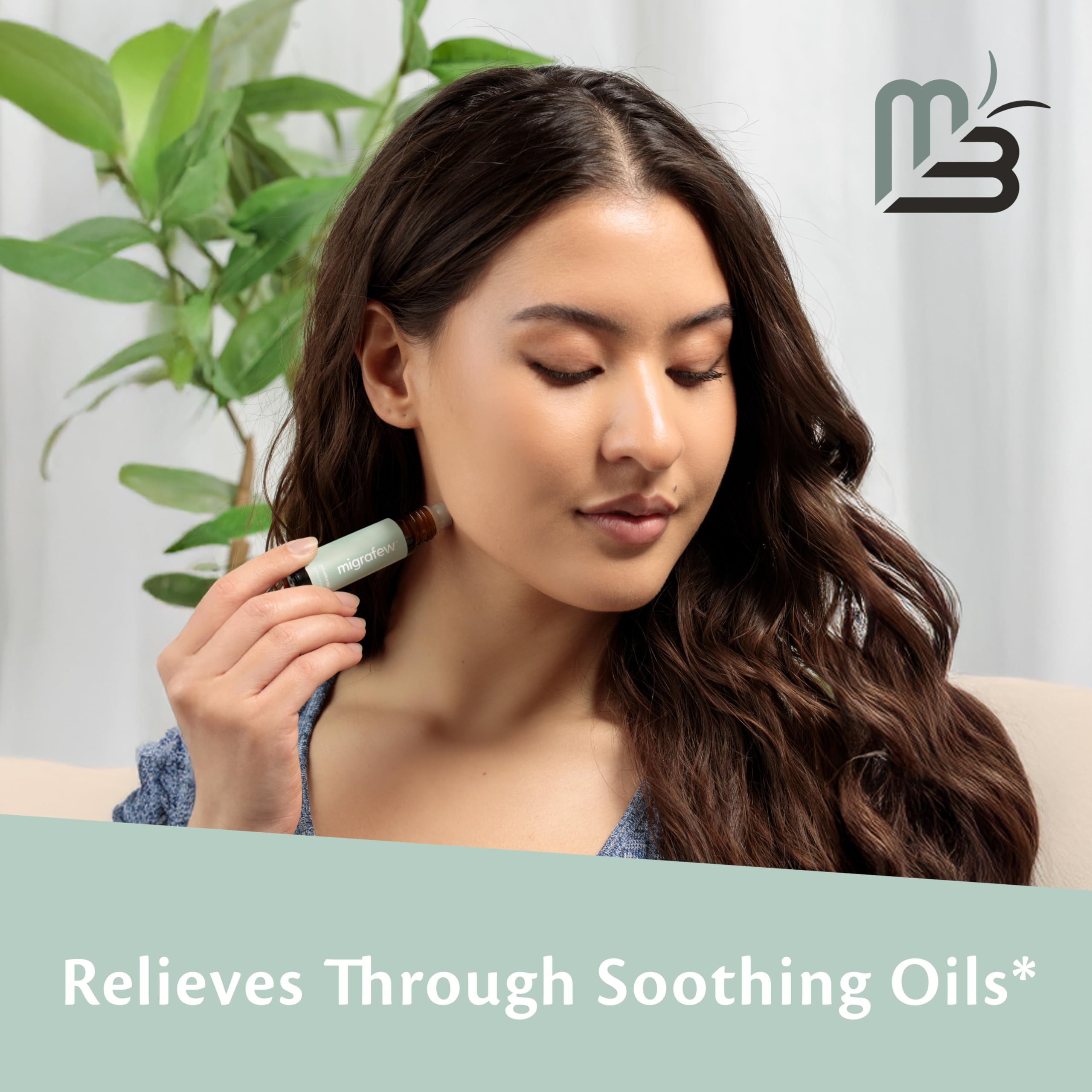MigraFew Aromatherapy Migraine Roll On | Compact Headache Relief with Cooling Metal Roller for Head Tension and Pressure, Made with Peppermint, Spearmint and Lavender Essential Oils (Pack of 2) by M3 M3 Naturals uk supplements