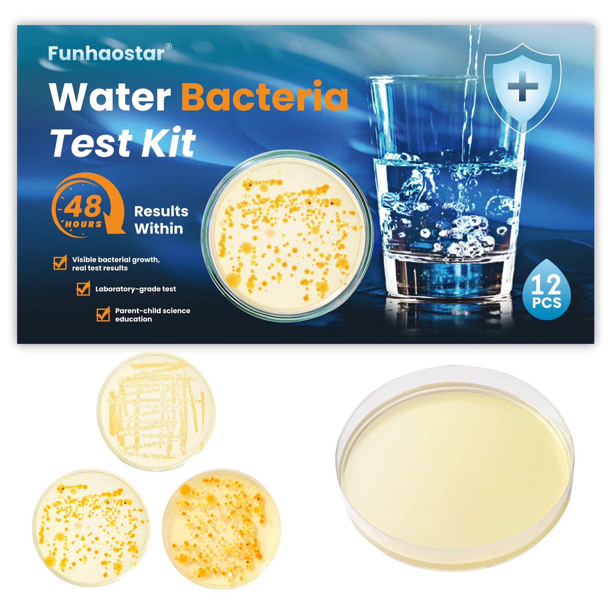 Bacteria Test Kits for Drinking Water - 12 Tests Detect Coliform, E.coli & All Bacteria | Home Quality Testing Kit for Well, Tap, Pool, Hot Tub & City Water | Easy DIY Tester with Free Lab Analysis Funhaostar uk supplements