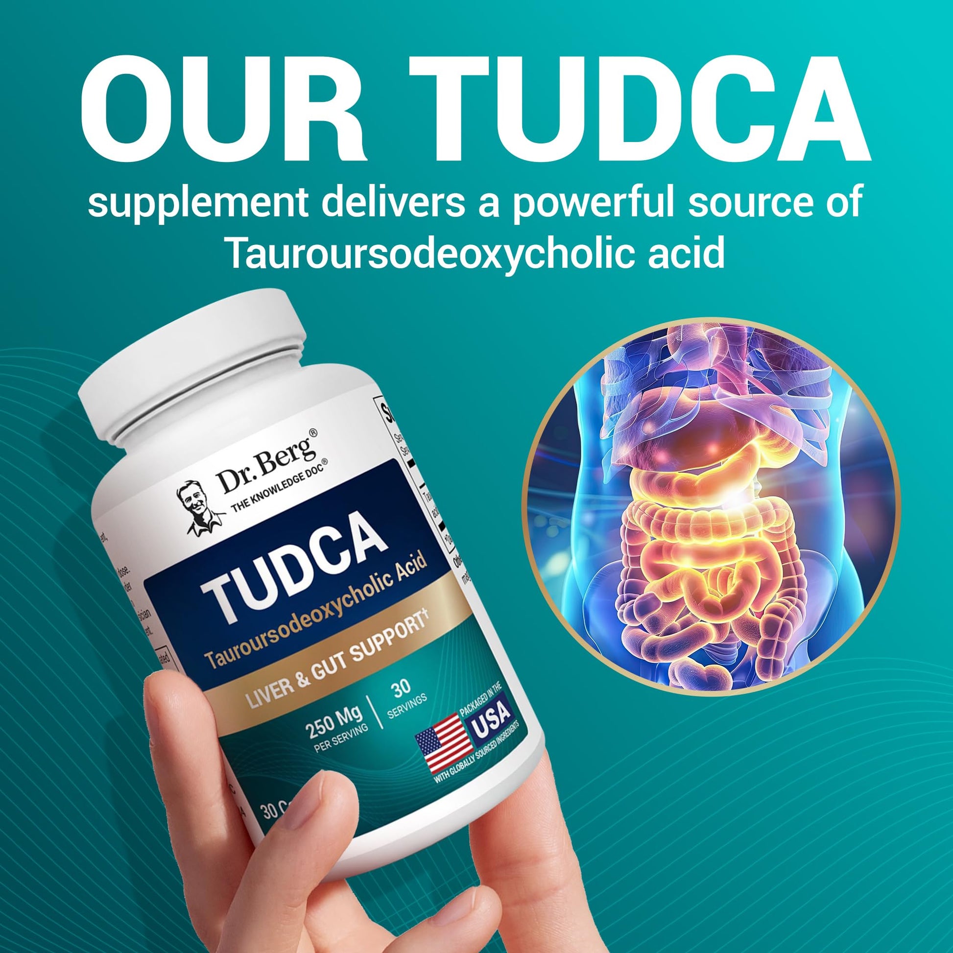 Dr. Berg TUDCA Supplement (Tauroursodeoxycholic Acid) - Powerful Formula for Liver Health, Bile Flow, Gallbladder Support, and Digestive Health* - 30 Capsules Dr. Berg Nutritionals uk supplements