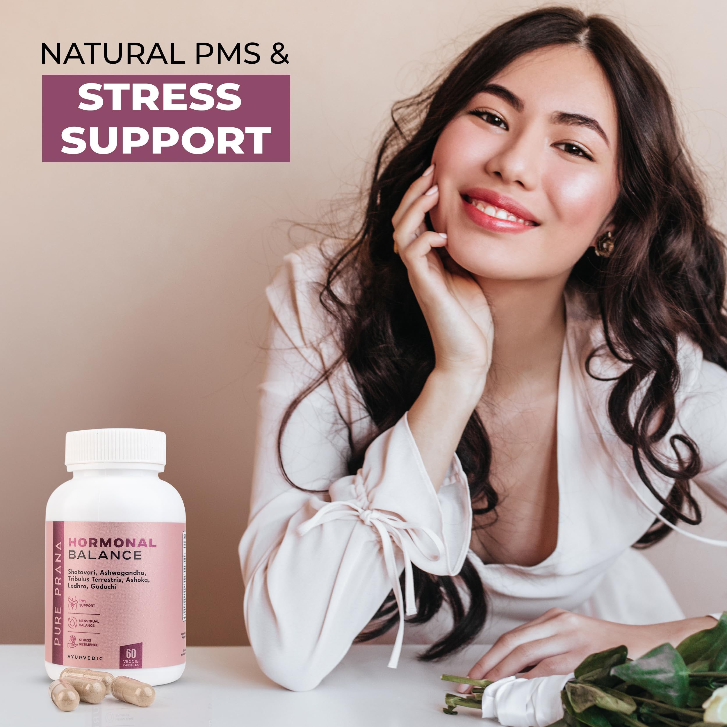 Pure Prana Ayurvedic Hormone Balance for Women - Shatavari & Ashwagandha Supplement for PMS Relief & Menstrual Support - Menopause, Perimenopause & Cortisol Support - 60 Capsules Pure Prana uk supplements