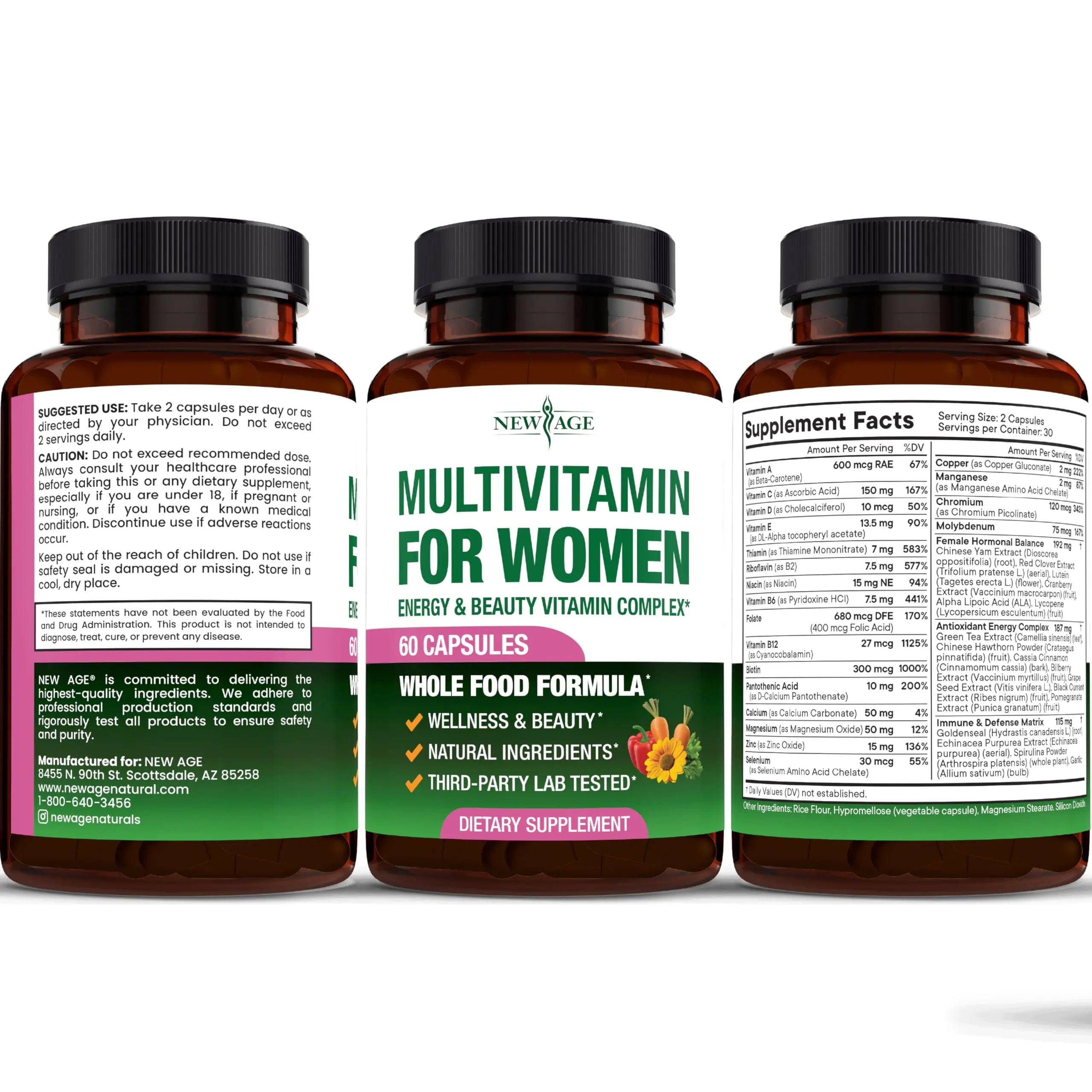 NEW AGE Multivitamin for Women - B-Complex, Whole Foods, Hair Support, Iron - All in1 Womens Multivitamin NEW AGE uk supplements