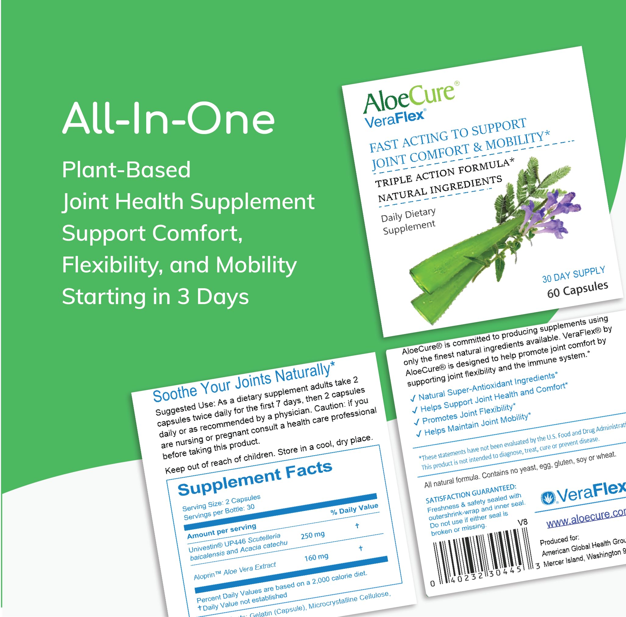 AloeCure VeraFlex Natural Joint Support Supplement with USDA Organic Aloe Vera AloeCure uk supplements
