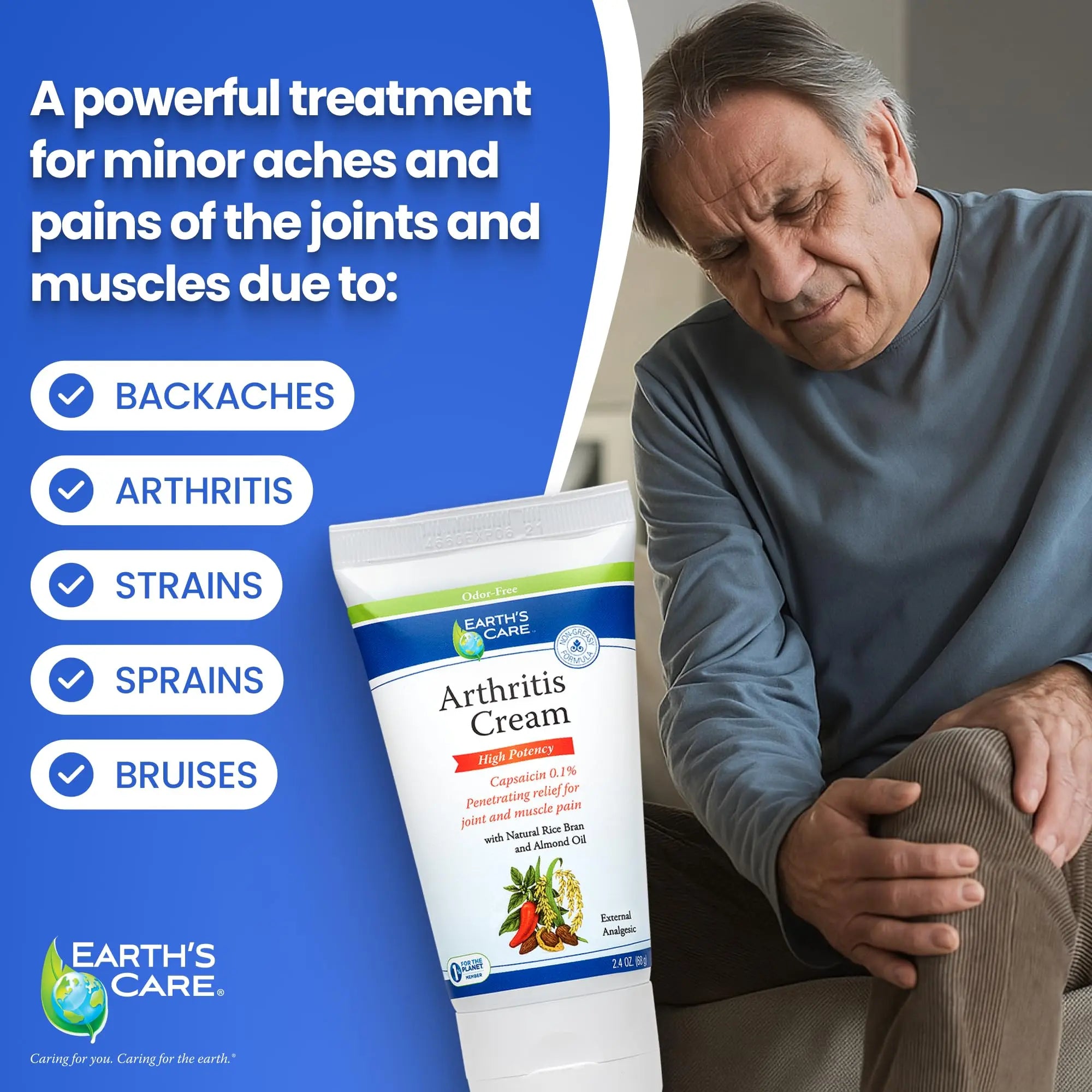 Earth's Care Arthritis Cream - Joint Cream with Natural Capsaicin - Topical Analgesic 2.4 OZ (Pack of 2) Earth's Care uk supplements