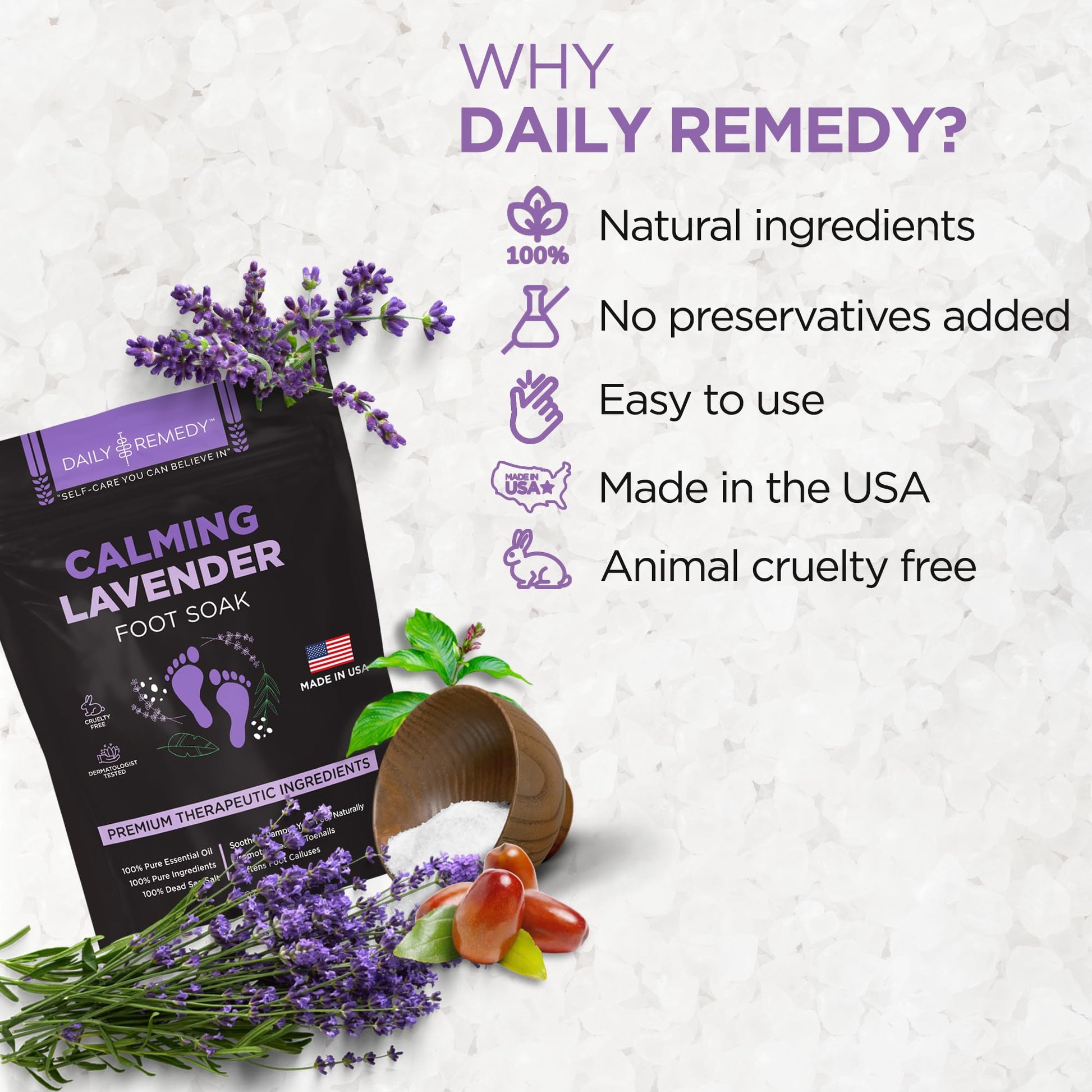 Calming Lavender Foot Soak with Epsom Salt, Made in USA, Foot Soak Soothes Sore Tired DAILY REMEDY uk supplements