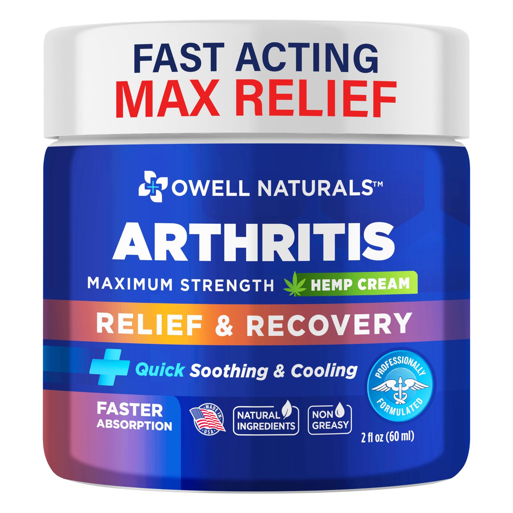Owell Naturals Joint & Muscle Cream, Deep Penetrating, Maximum Strength Relief & Recovery for Joint & Muscles, Back, Knee, Legs, Hands, 2 Fl Oz Owell Naturals uk supplements